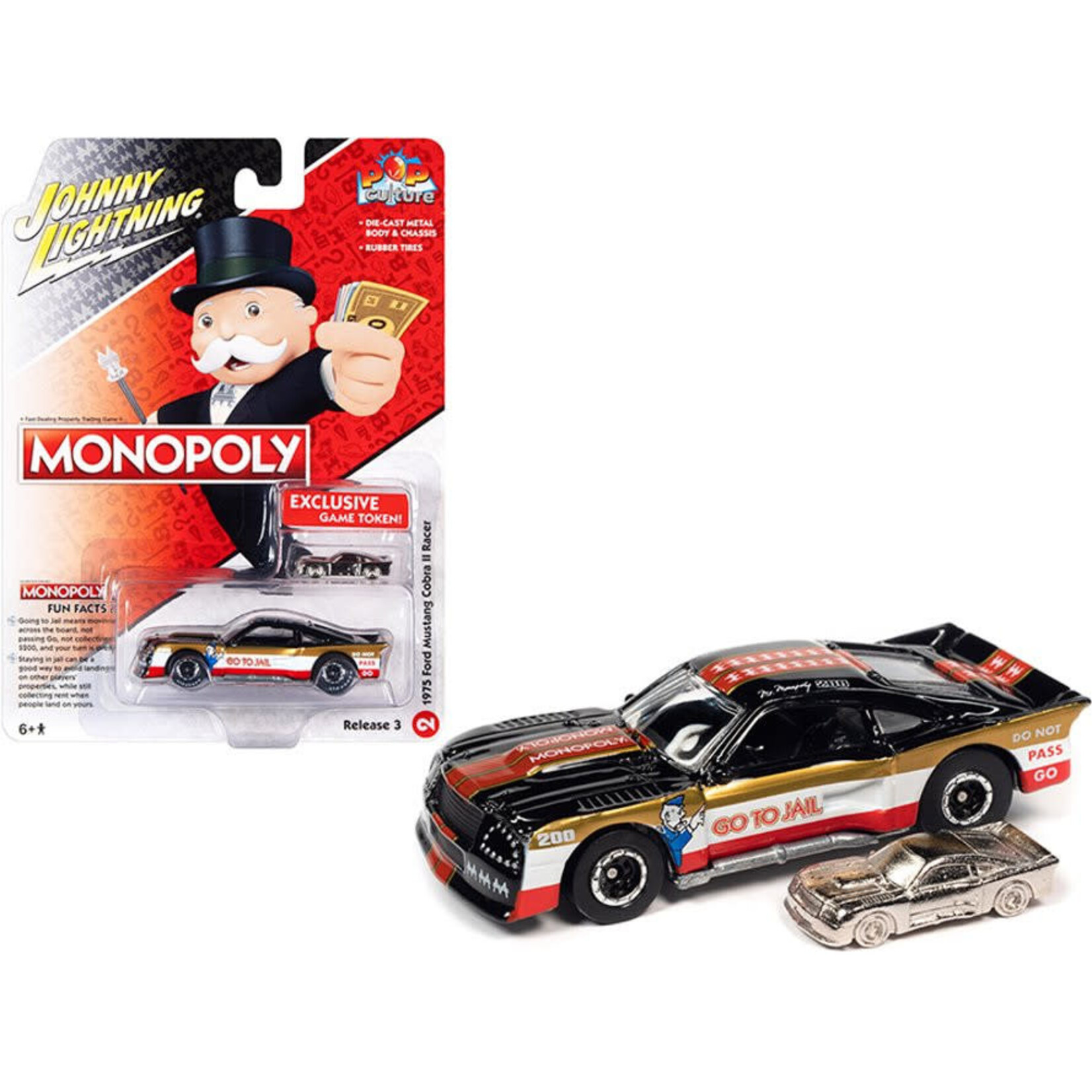 Johnny Lightning JLPC005-2 Johnny Lightning 1975 Ford Mustang Cobra II Racer w/Monopoly Game Token