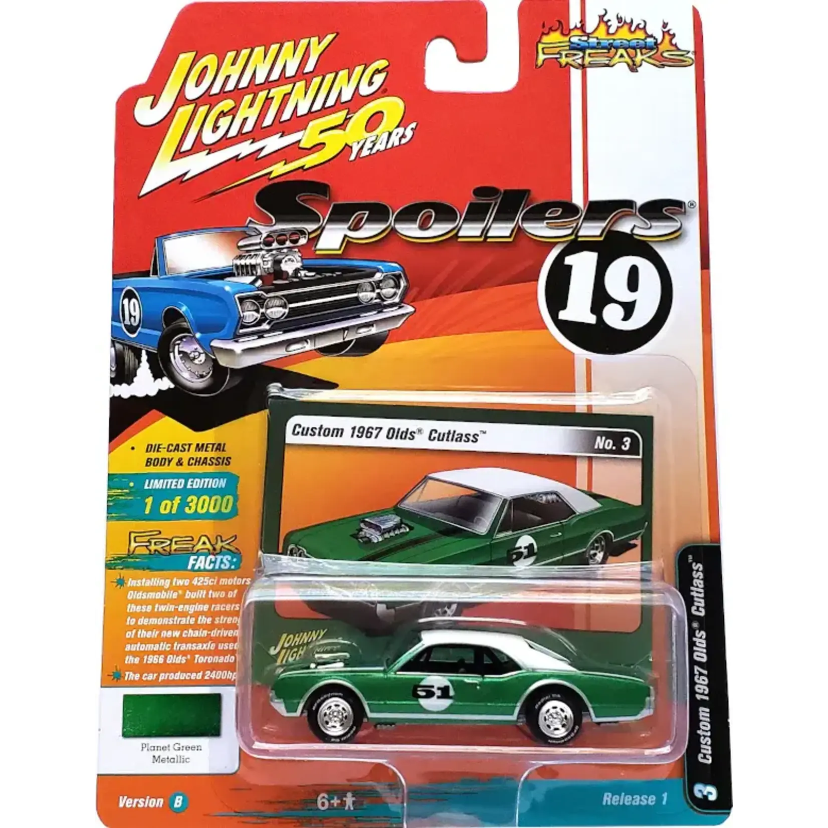 Johnny Lightning JLSF013-3 Johnny Lightning 1967 Olds Cutlass Custom Planet Green Metallic