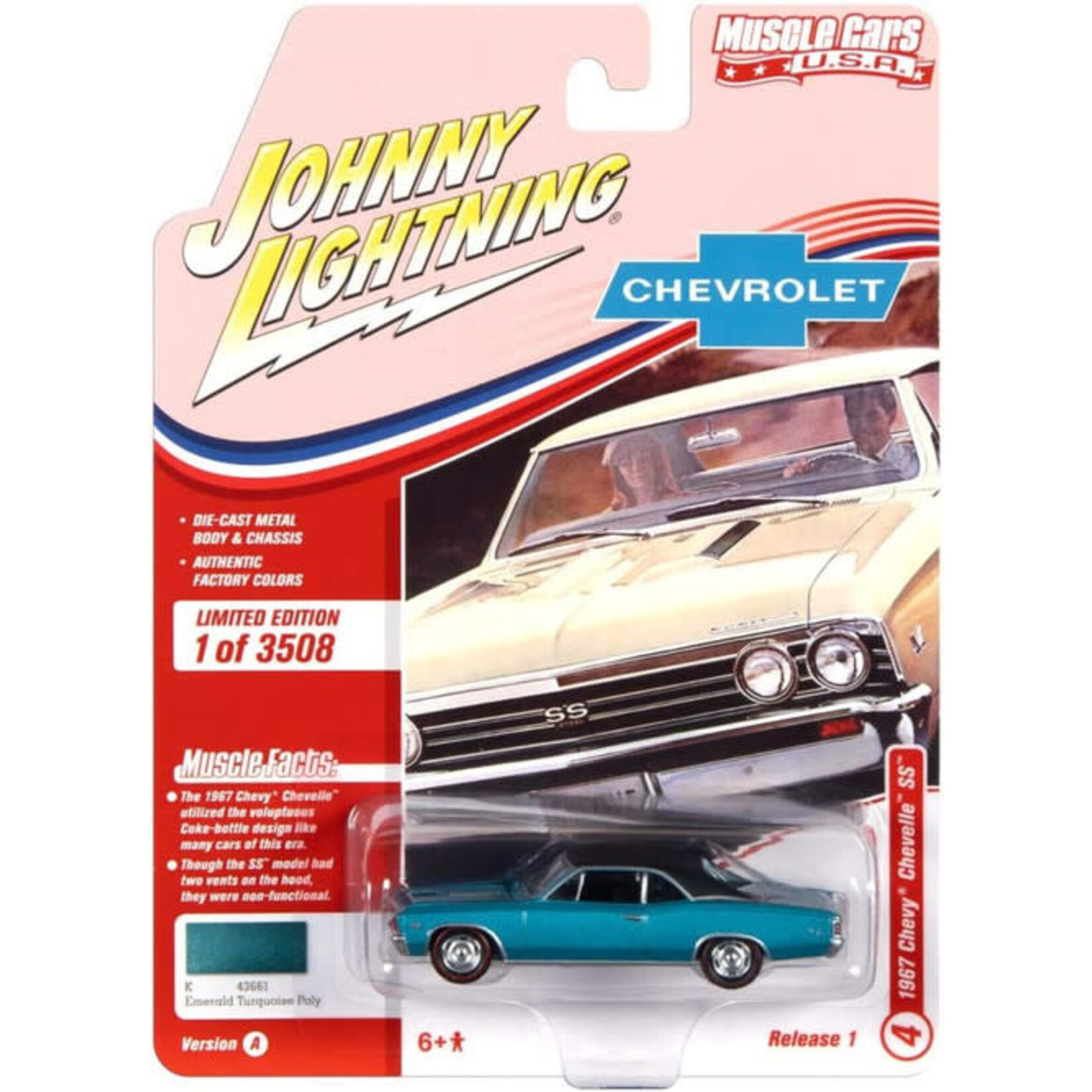 Johnny Lightning JLMC025A-4 Johnny Lightning 1967 Chevy Chevelle SS Emerald Turquoise