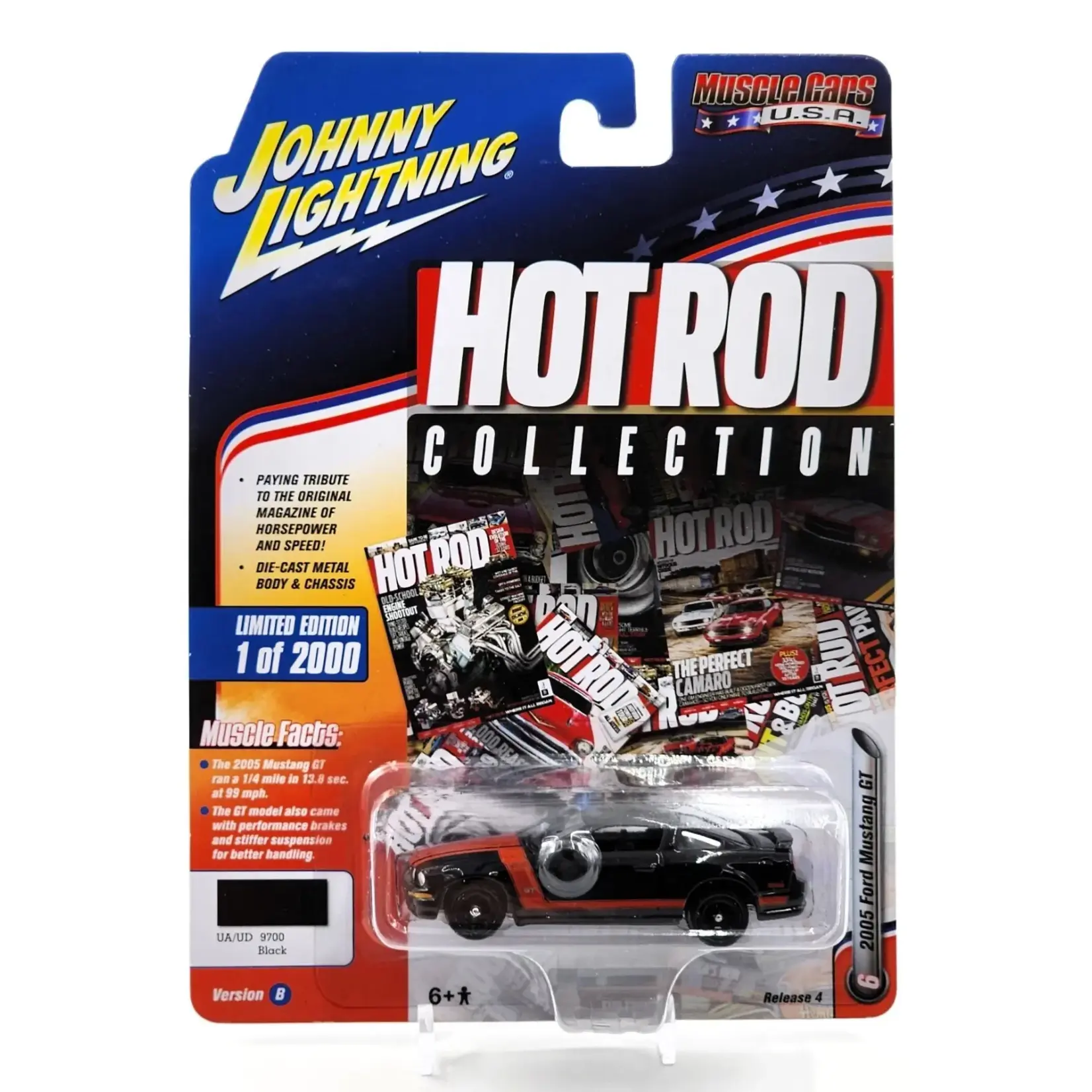 Johnny Lightning JLMC007B-6 Johnny Lightning 2005 Ford Mustang GT Black Hot Rod Collection