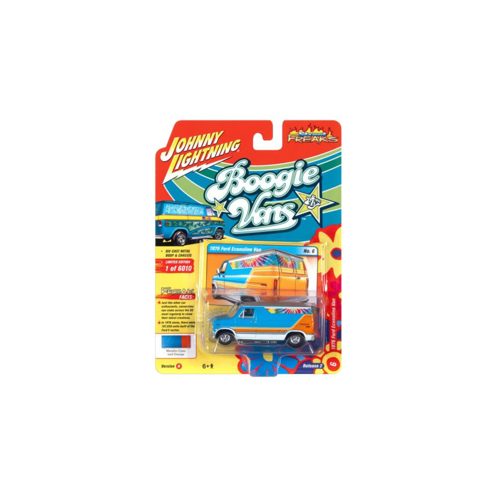 Johnny Lightning JLSF020A-6 Johnny Lightning 1976 Ford Econoline Van Metallic Cyan and Orange