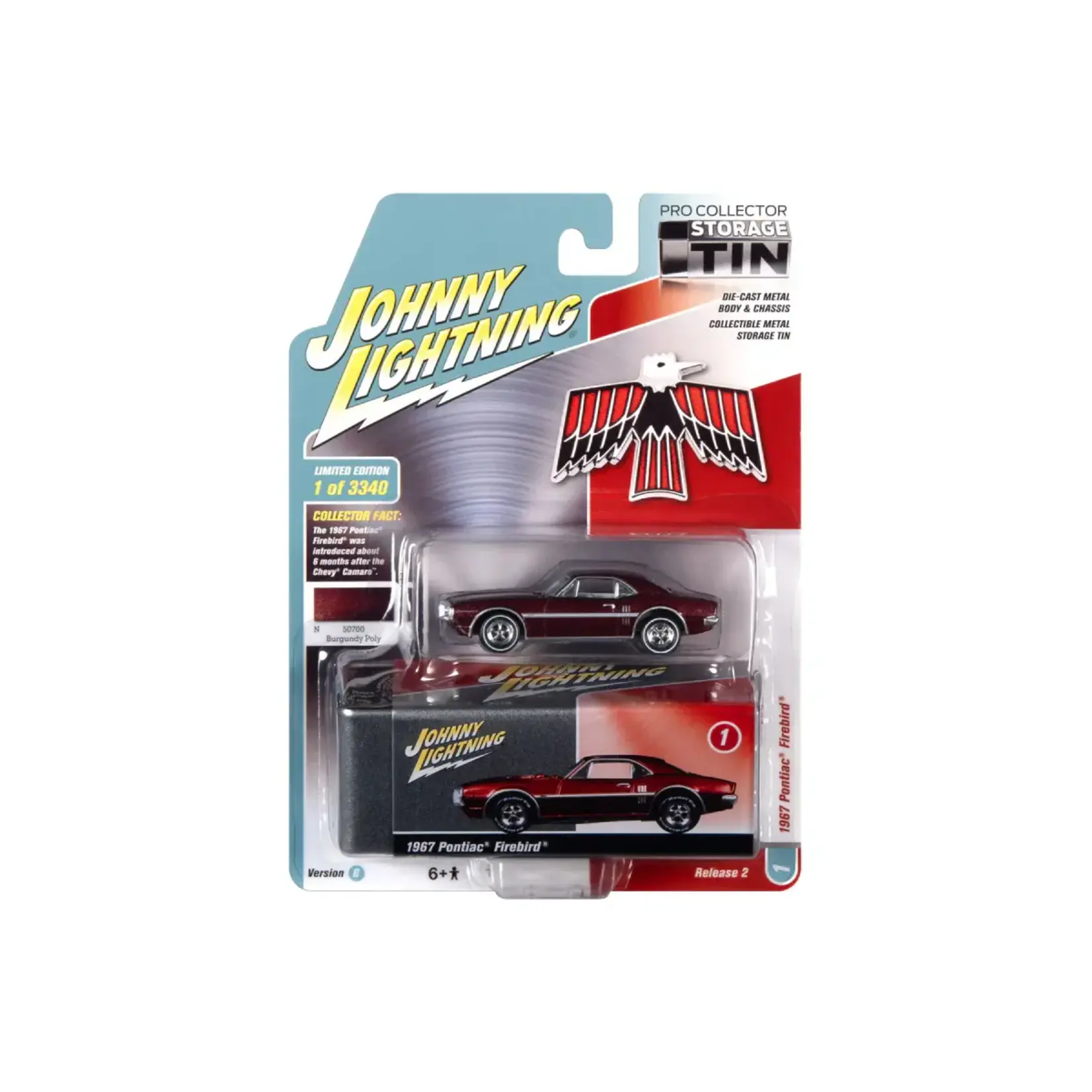 Johnny Lightning JLCT004B-1 Johnny Lightning 1967 Pontiac Firebird with Collectible Metal Storage Tin