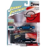 Johnny Lightning JLCT004B-3 Johnny Lightning 1995 Chevy Corvette ZR-1 Bright Aqua with Collectible Metal Storage Tin