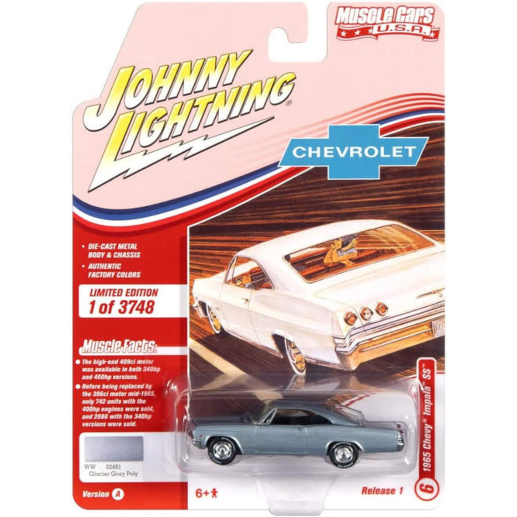 Johnny Lightning JLMC025A-6 Johnny Lightning 1965 Chevy Impala SS (Glacier Gray Poly)