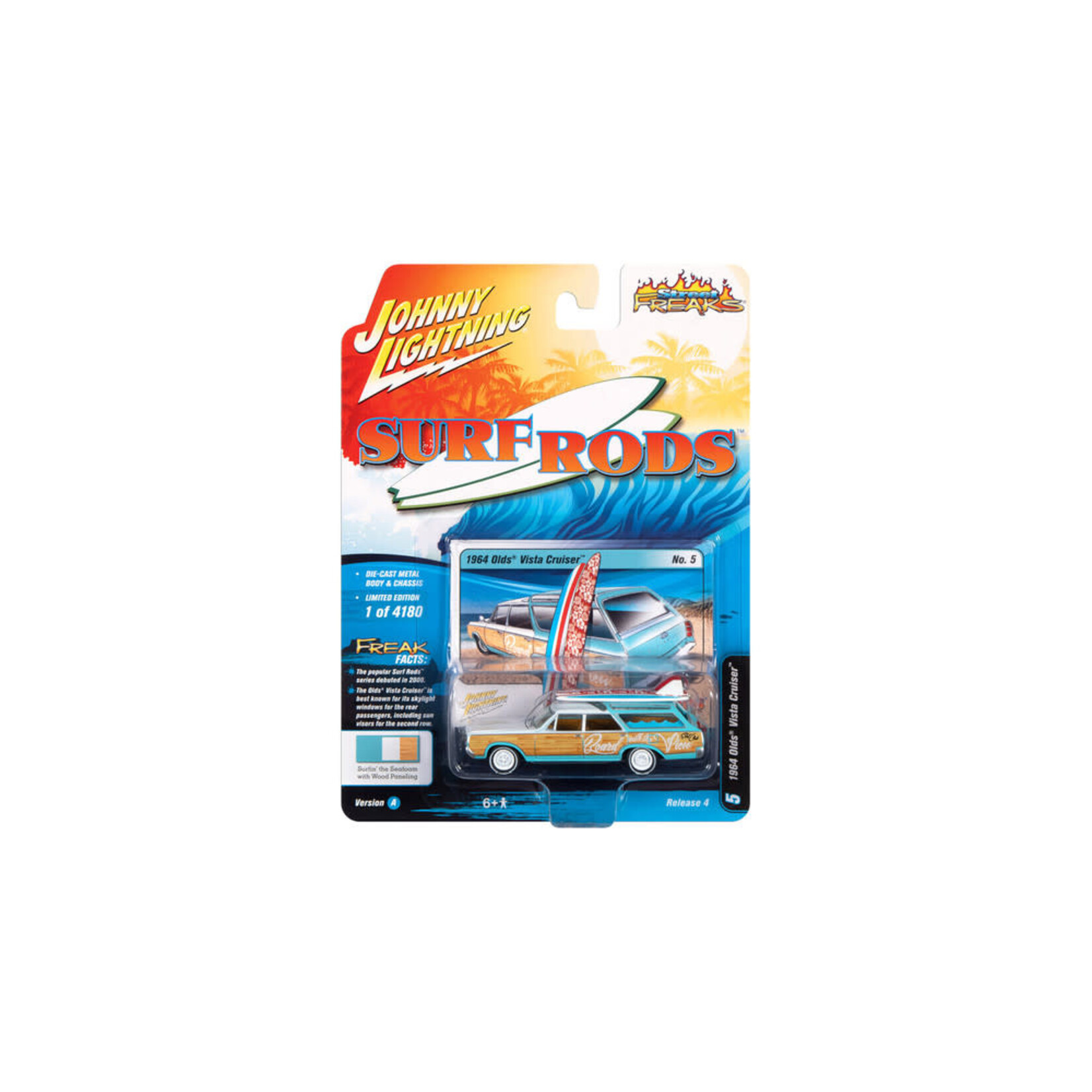 Johnny Lightning JLSF018A-5 Johnny Lightning  1964 Oldsmobile Vista Cruiser (Surfin' The Seafoam w/ Wood Paneling)