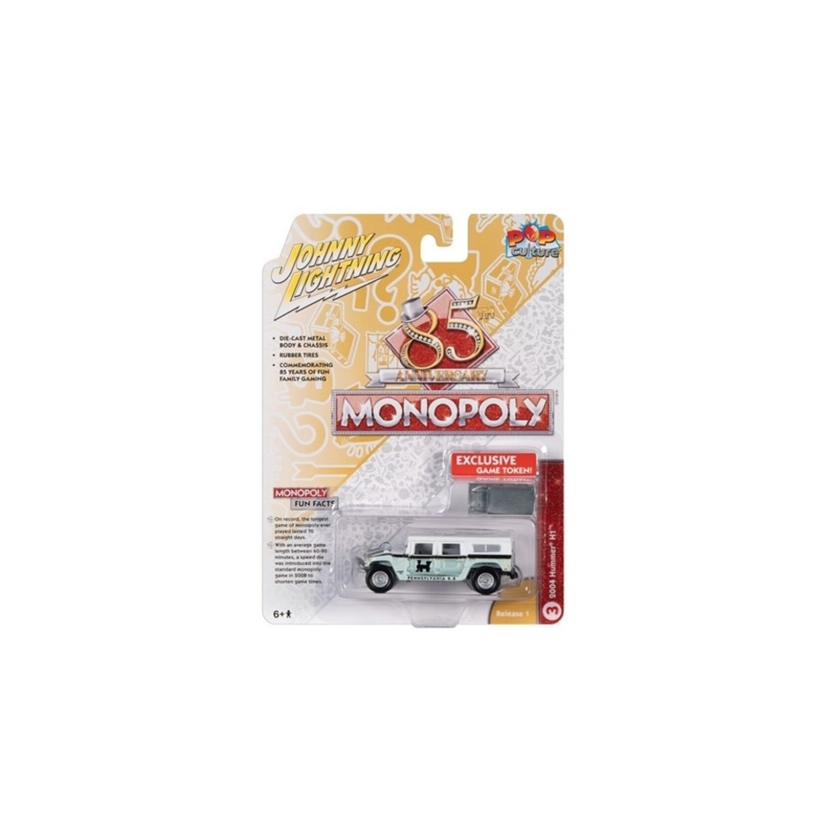 Johnny Lightning JLPC001-3 Johnny Lightning 2004 Hummer H1 with Token Monopoly 85th Anniversary