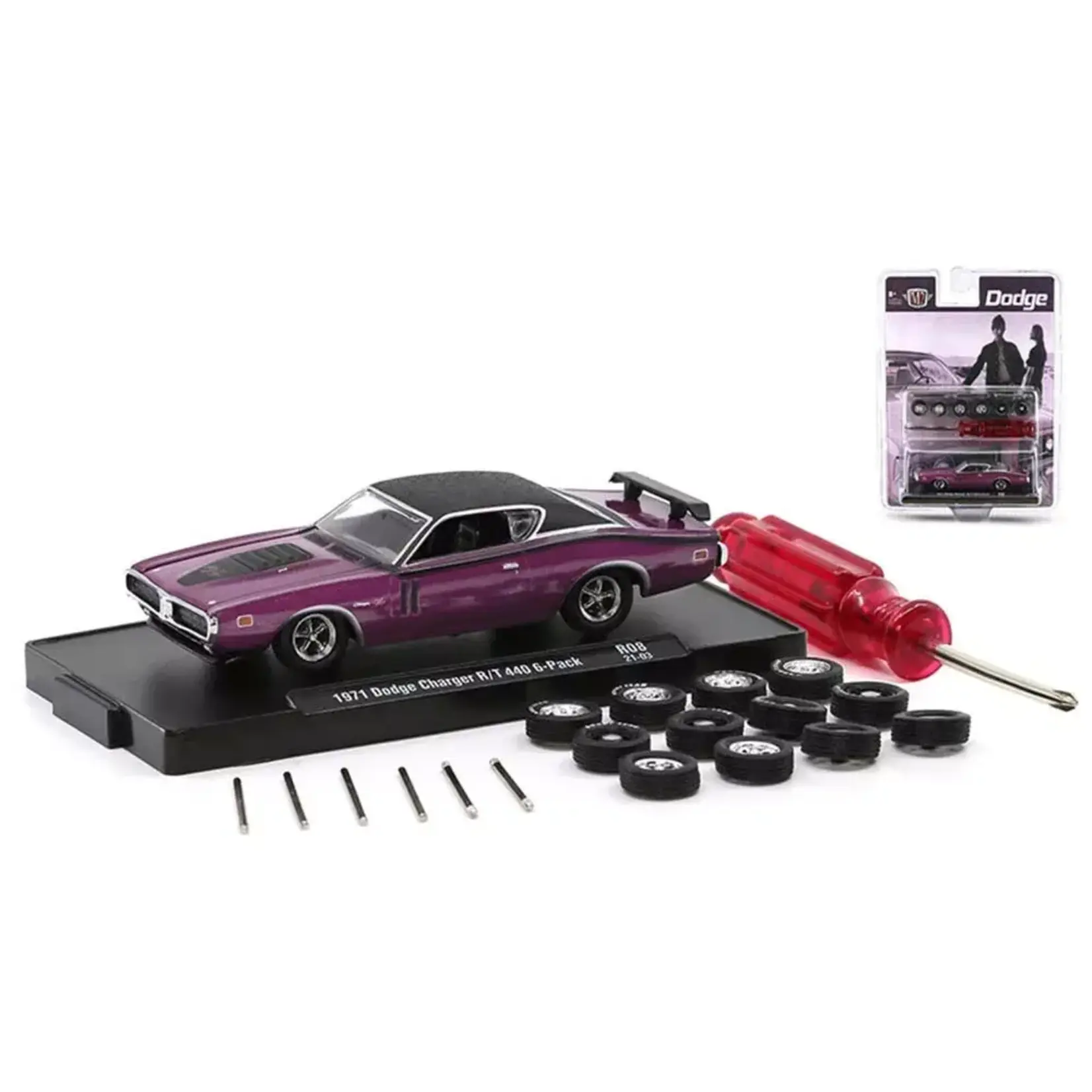 M2 Machines 34001-R08-03 M2 Machines Auto Wheels 1971 Dodge Charger R/T 440 (Purple/Black)