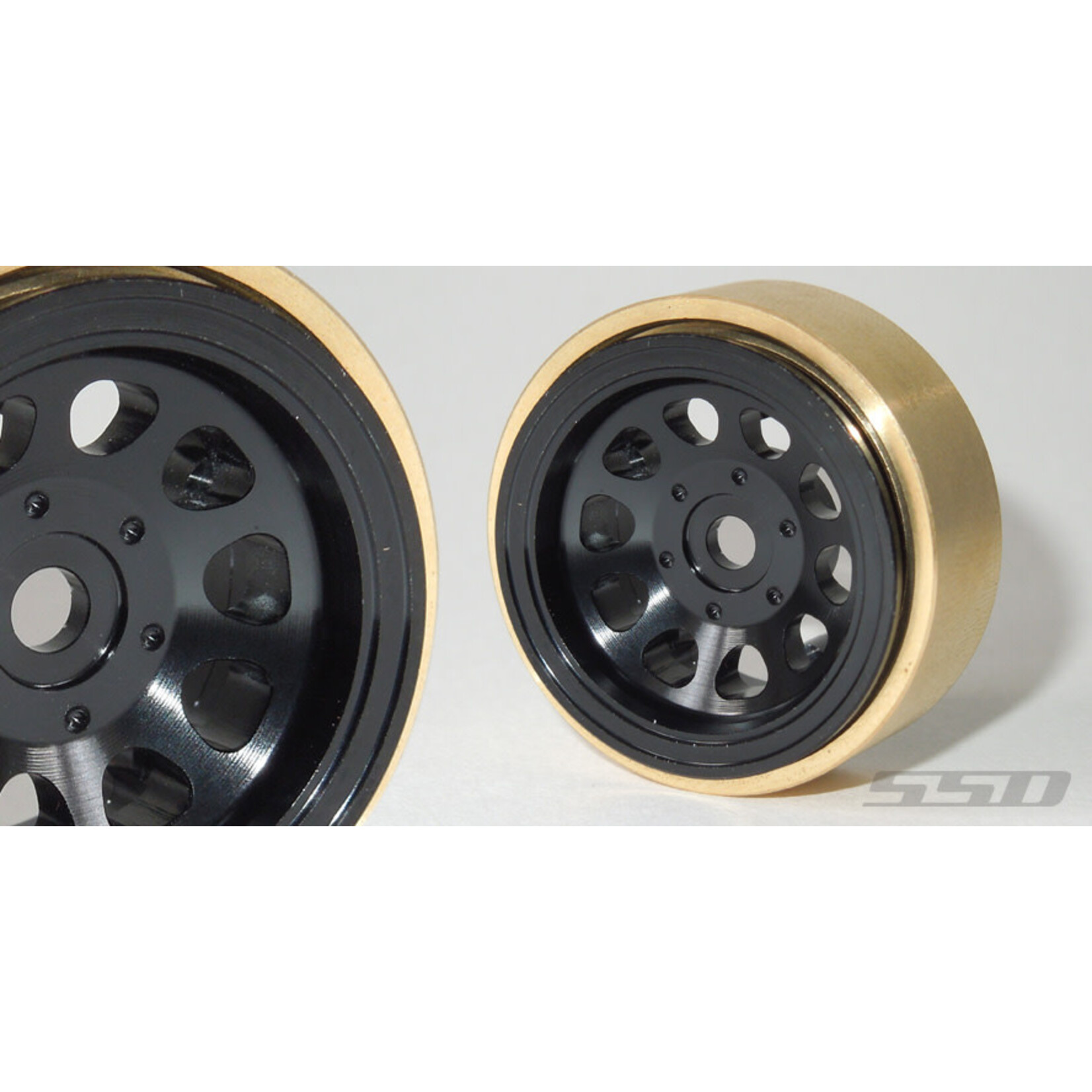 SSD SSD00458 SSD 1.0" Aluminum / Brass D Hole Beadlock Wheels (Black) (2) SCX24