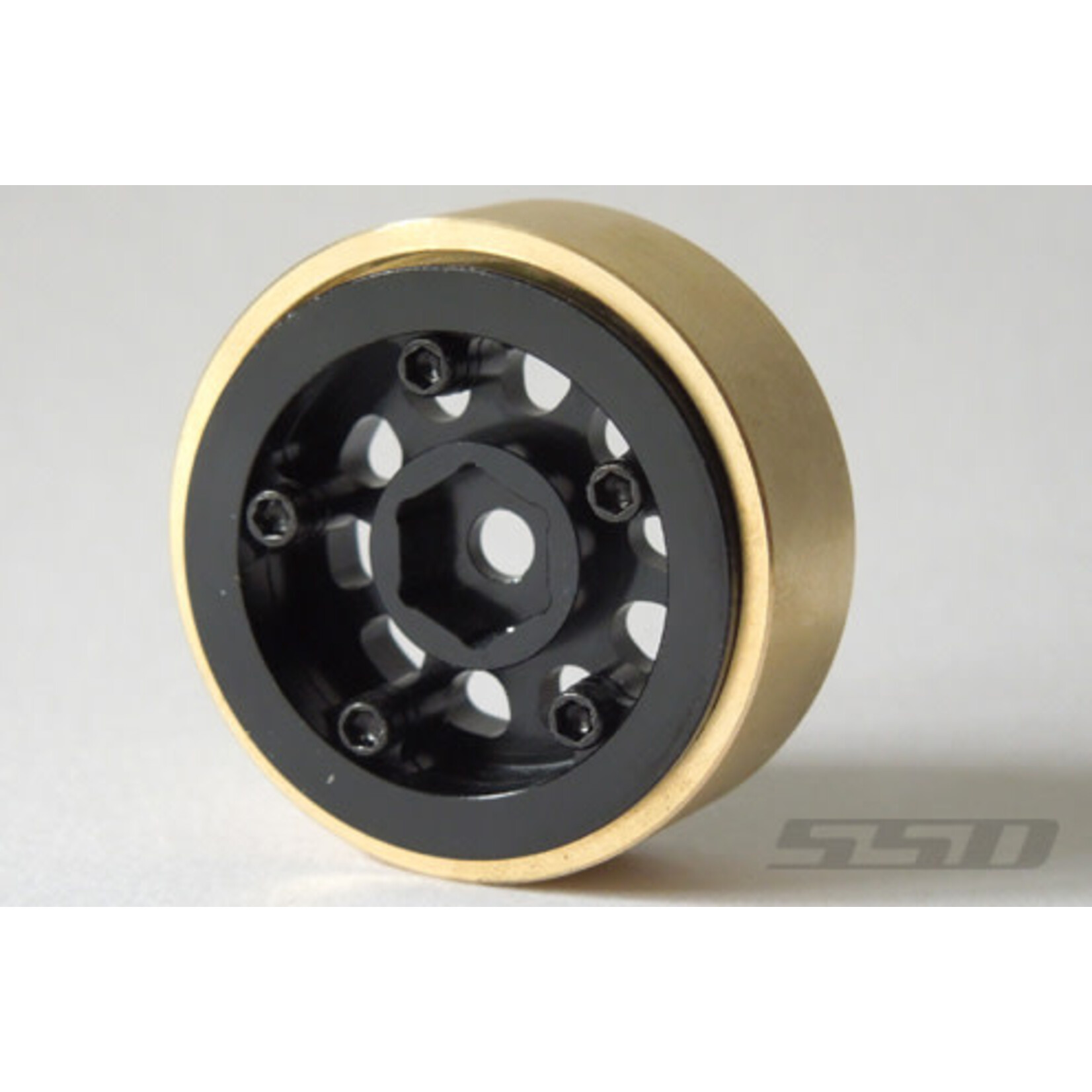 SSD SSD00458 SSD 1.0" Aluminum / Brass D Hole Beadlock Wheels (Black) (2) SCX24