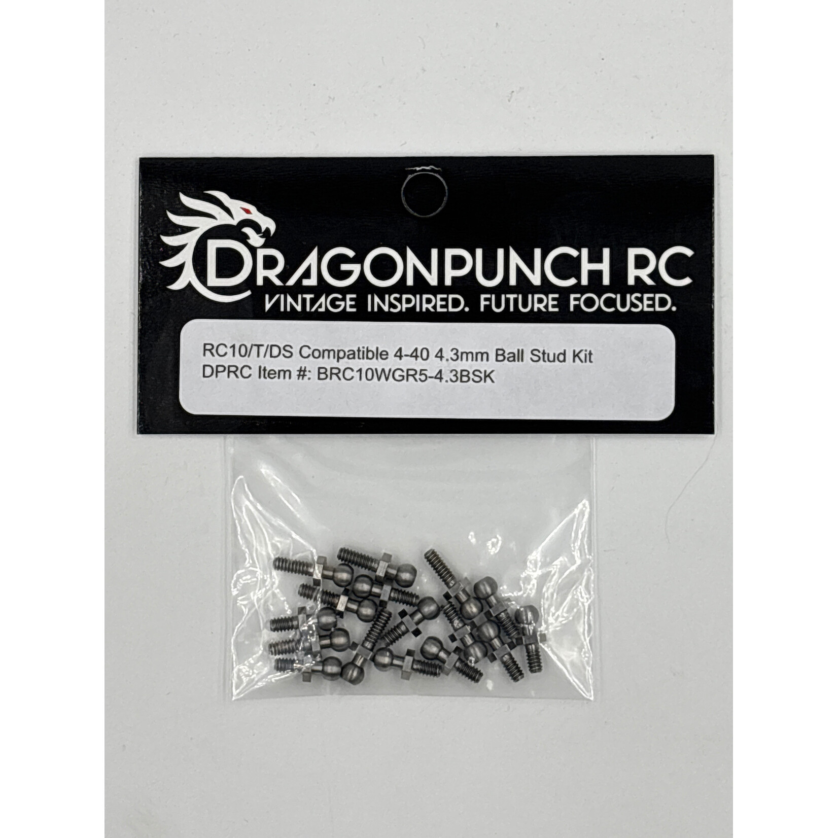 Dragon Punch RC BRC10WHGR5-4.3BSK Dragon Punch RC10/T/DS Titanium 4-40 Ball Stud Kit with 4.3 Ball (HEX COLLAR) 0.2"x 10 and 0.3"x 6