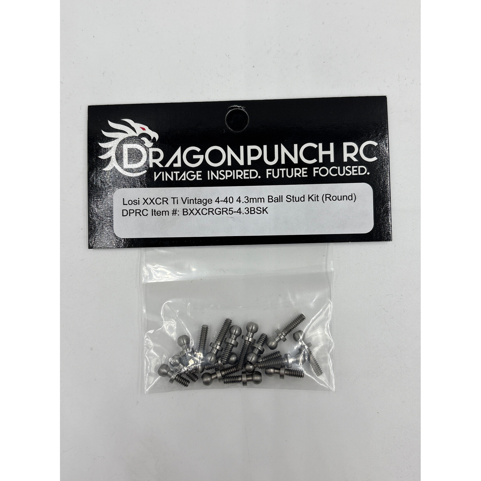 Dragon Punch RC BXXCRRGR5-4.3BSK Dragon Punch Losi XXCR Titanium 4-40 Ball Stud Kit with 4.3 Ball (ROUND COLLAR) 0.1875"x 4 and 0.25" x 6 and 0.375"x 6