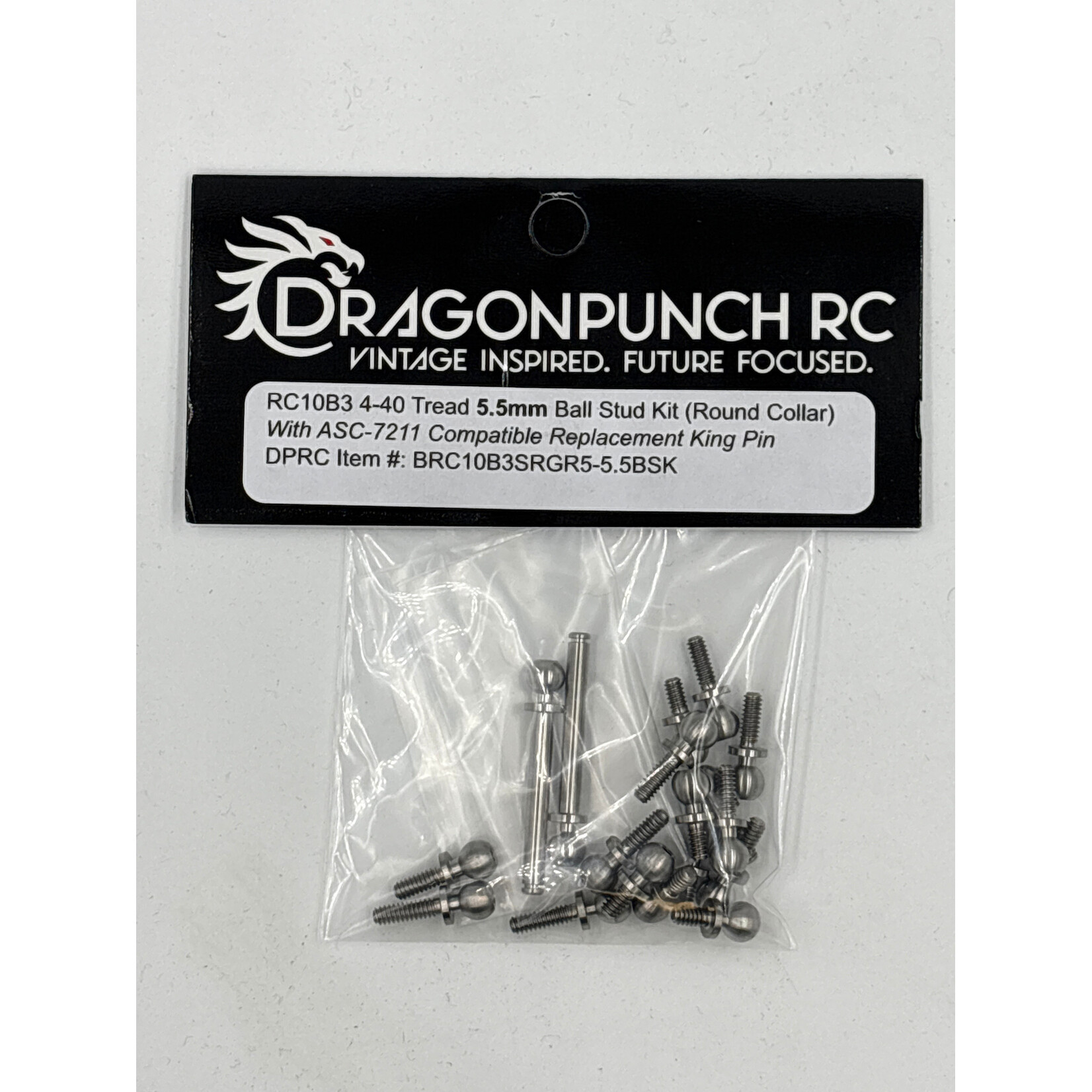 Dragon Punch RC BRC10B3SRGR5-5.5BSK Dragon Punch RC10 B3 5.5mm 4-40 Ball Stud kit with 5.5mm Ball (Includes 2 special kin pins)