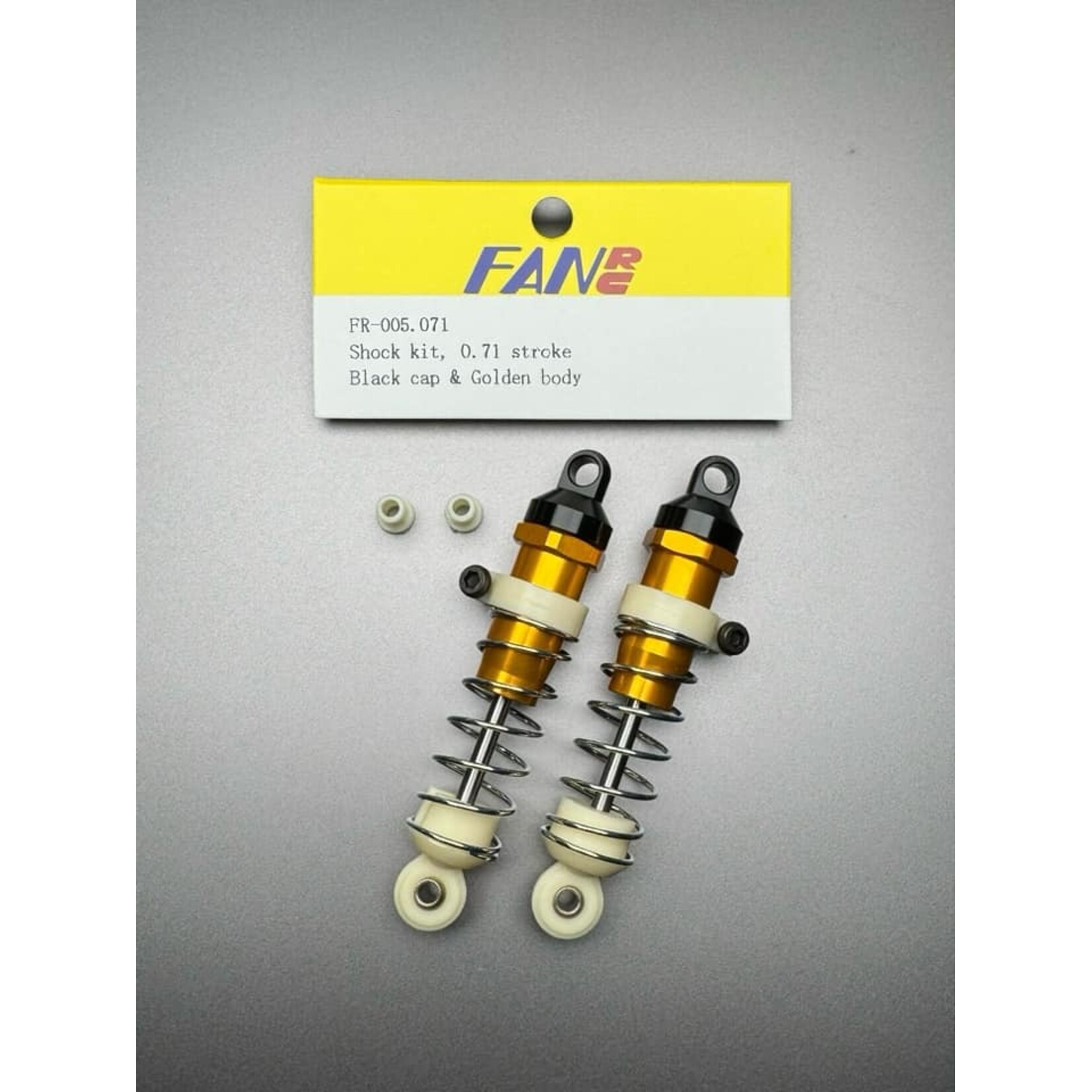 Fan RC FR-005.071 FanRC Shock Kit, 0.71 Stroke, Golden Body & Black Cap Fits RC10