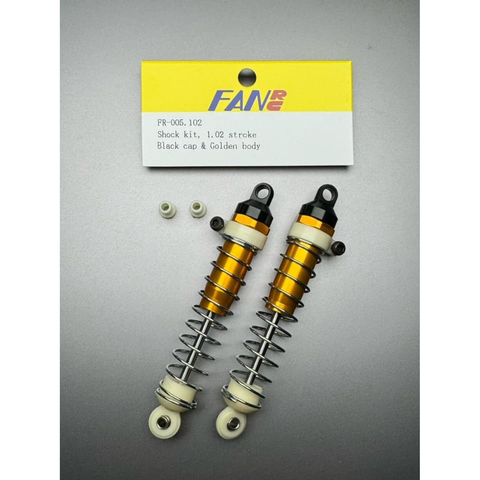 Fan RC FR-005.102 FanRC Shock Kit, 1.02 Stroke, Golden Body & Black Cap Fits RC10
