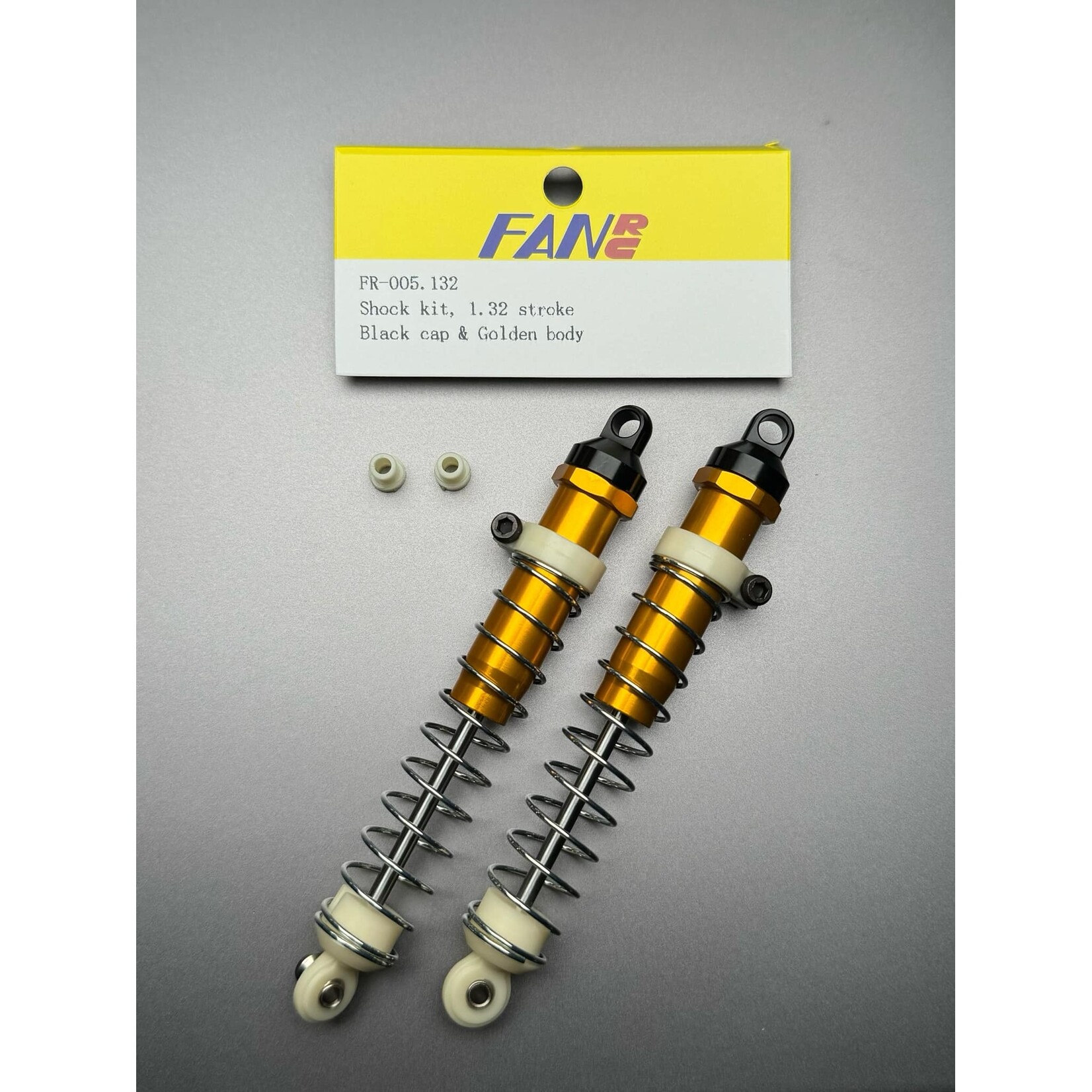 Fan RC FR-005.132 FanRC Shock Kit, 1.32 Stroke, Golden Body & Black Cap Fits RC10