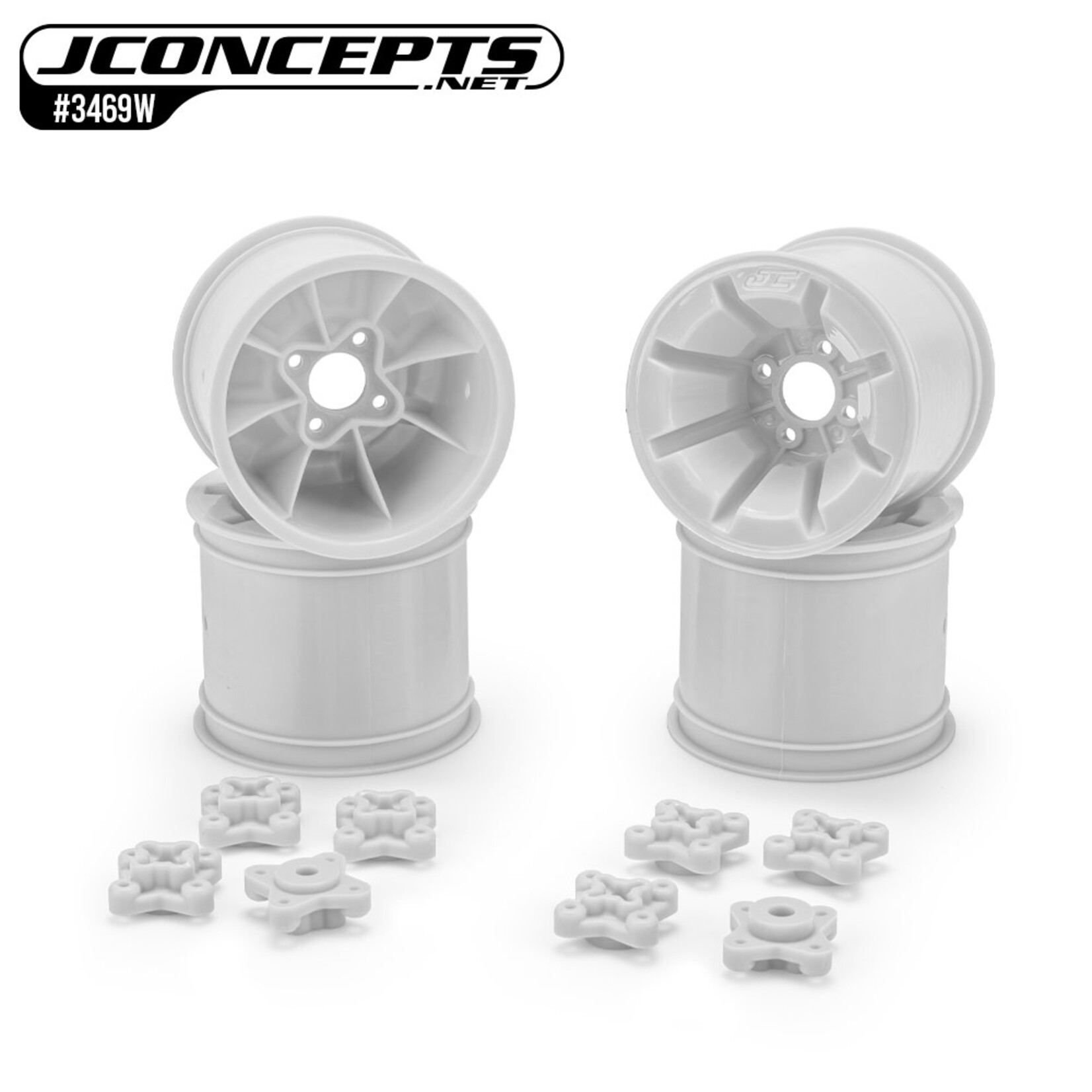 JConcepts JCO3469W JConcepts Pioneer - RC10T 2.2" rear wheel w/ 1/4" & 3/16" axle adaptor, white - 4pc