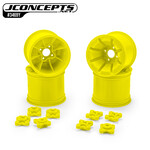 JConcepts JCO3469Y JConcepts Pioneer - RC10T 2.2" rear wheel w/ 1/4" & 3/16" axle adaptor, yellow - 4pc