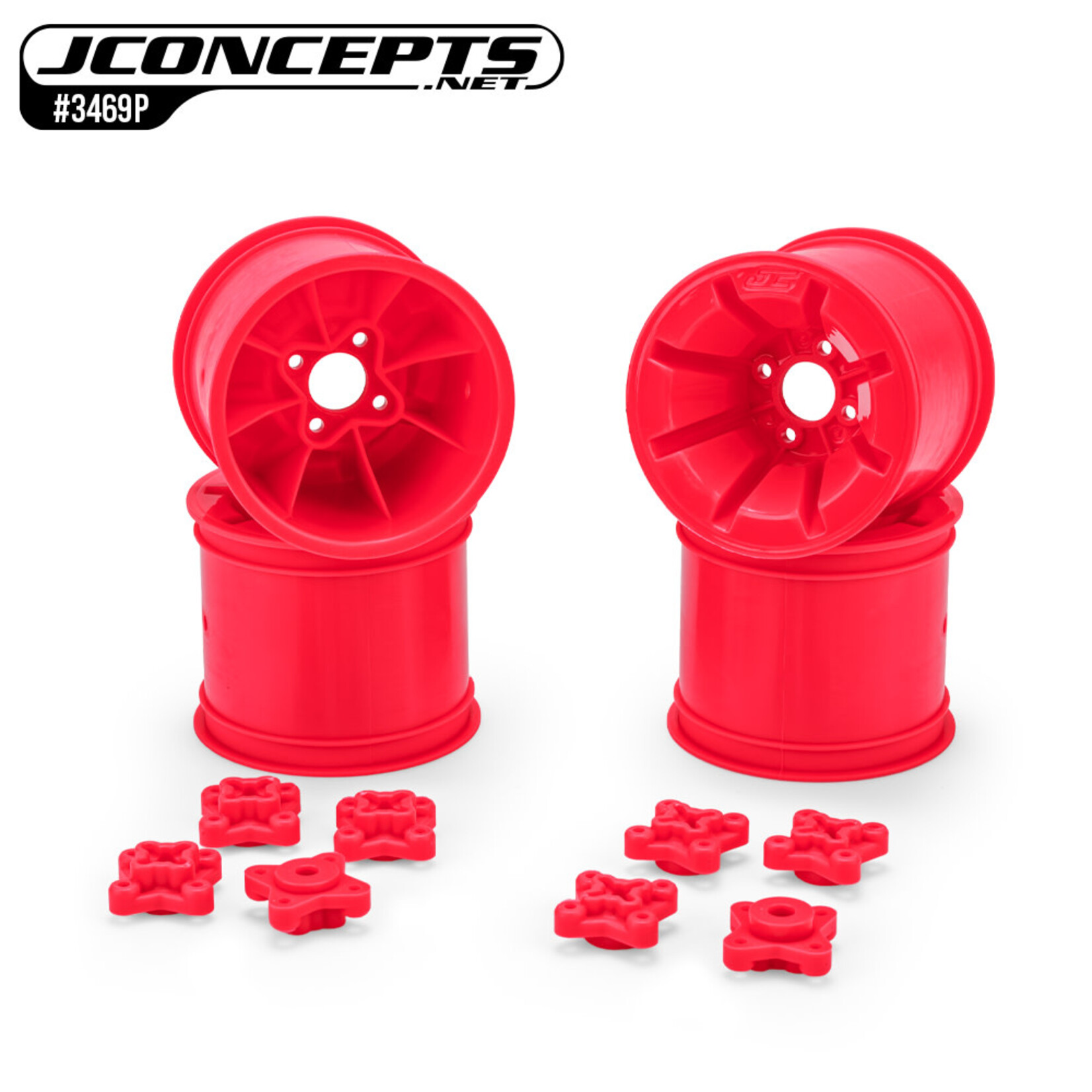 JConcepts JCO3469P JConcepts Pioneer - RC10T 2.2" rear wheel w/ 1/4" & 3/16" axle adaptor, retro pink - 4pc