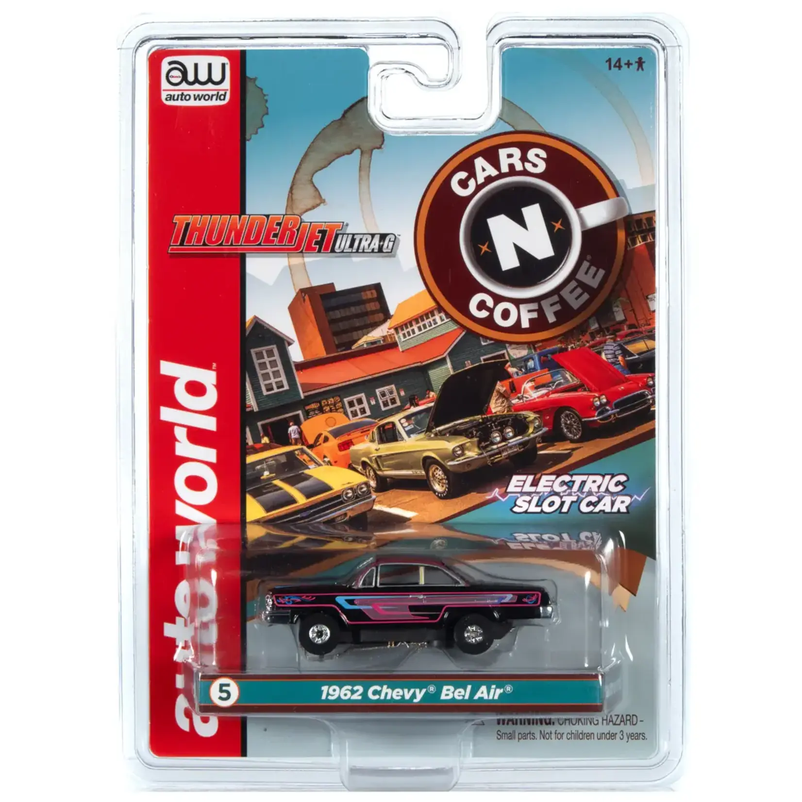 Auto World SC360-5BP Auto World 1962 Chevy Bel Air Thunder Jet Cars 'n Coffee Black & Purple