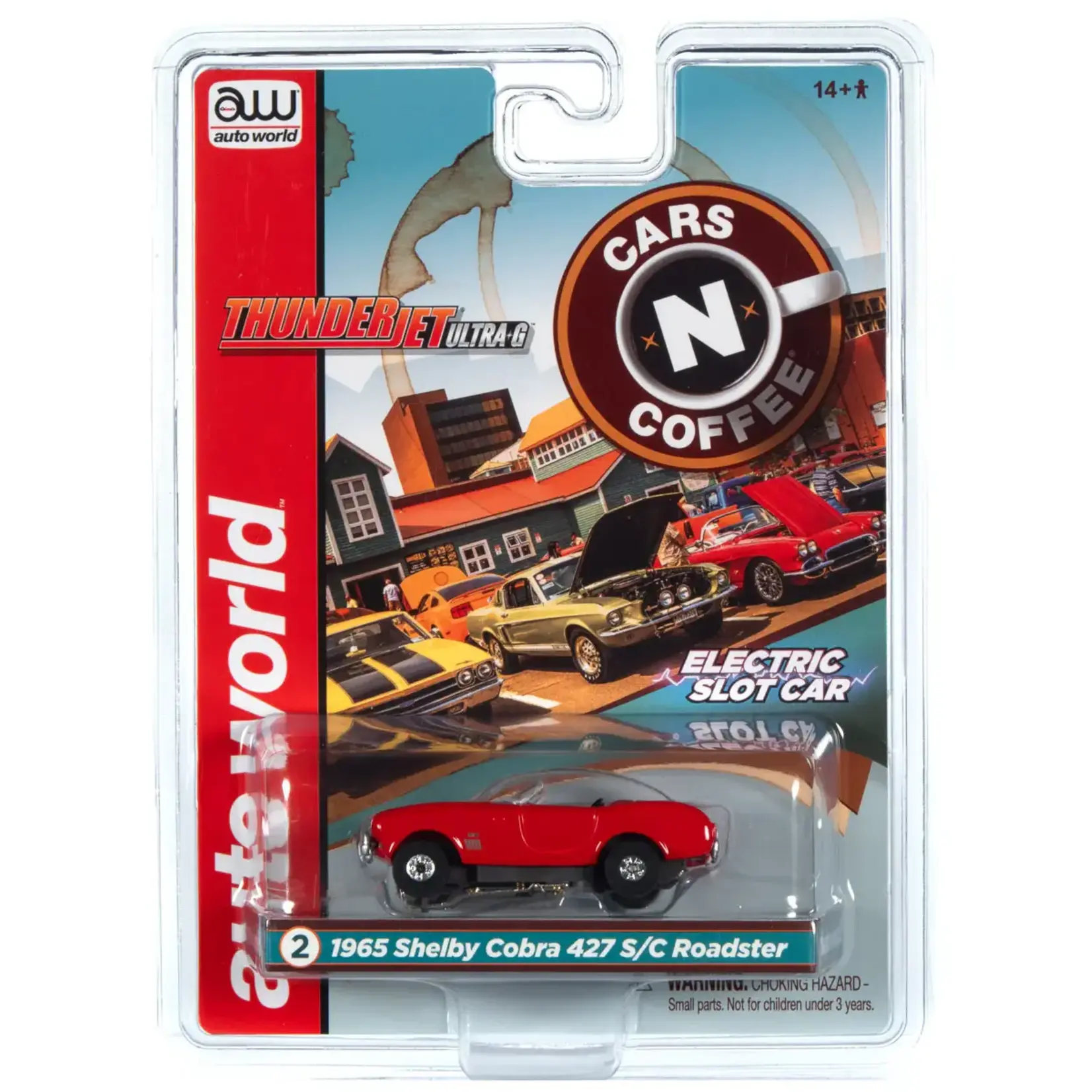 Auto World SC360-2RED Auto World 1965 Shelby Cobra 427 Roadster Thunder Jet Cars 'n Coffee (Red)