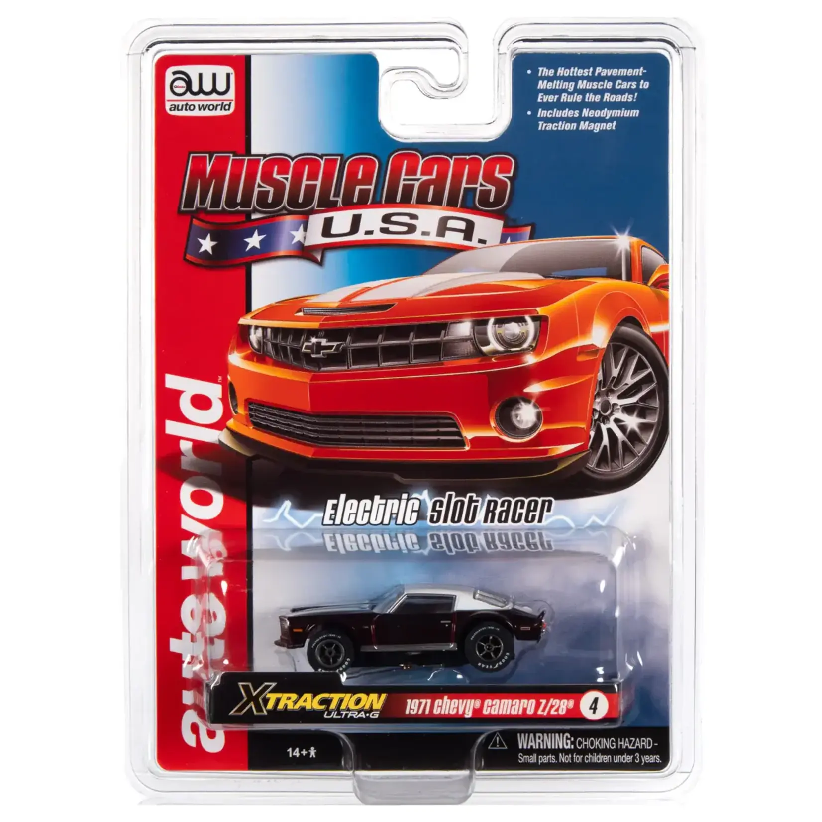 Auto World SC354-4 Auto World 1971 Chevy CAmaro Z/28 Xtraction Muscle Cars USA (Maroon)
