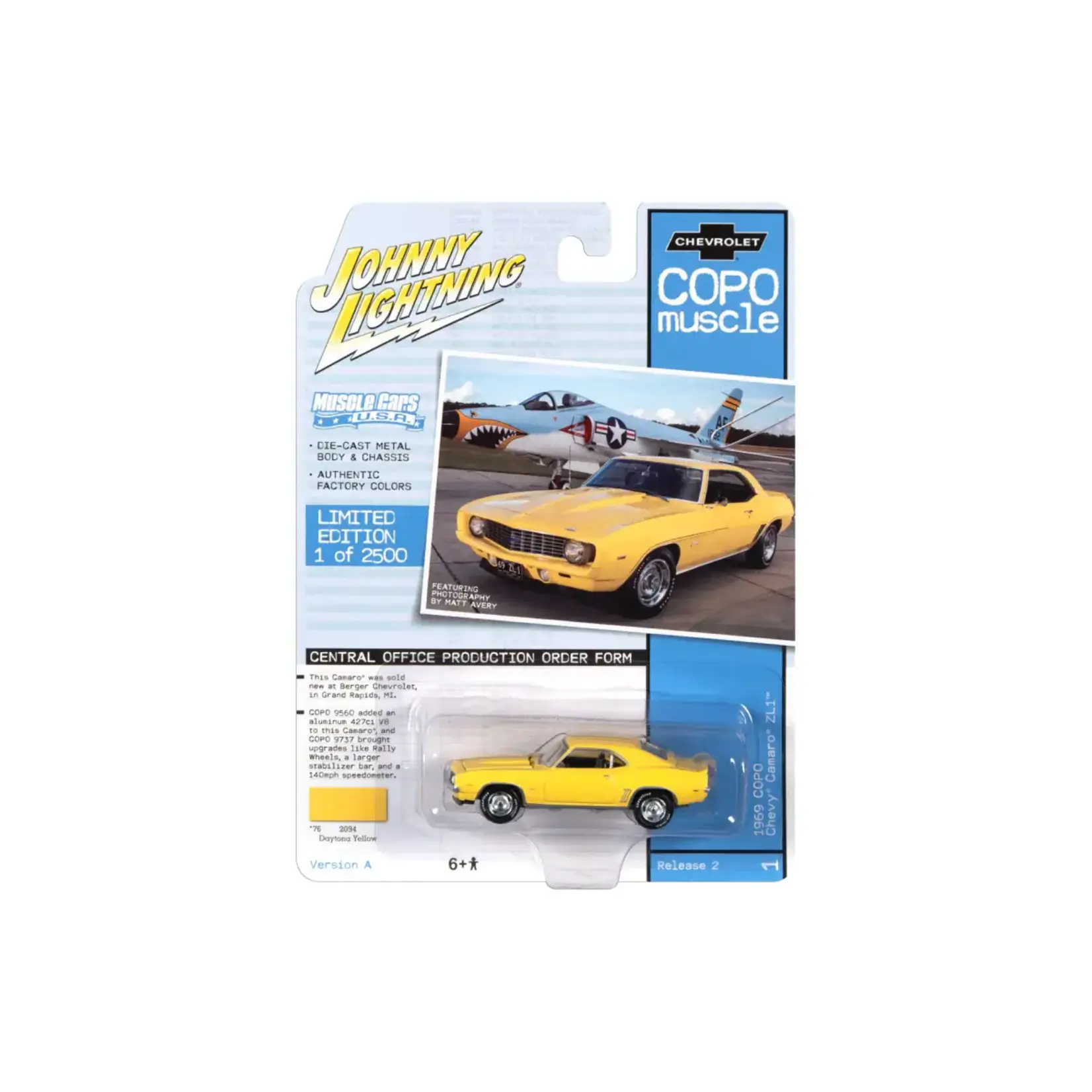 Johnny Lightning JLMC023A1 Johnny Lightning 1969 COPO Chevy Camaro ZL1 Yellow