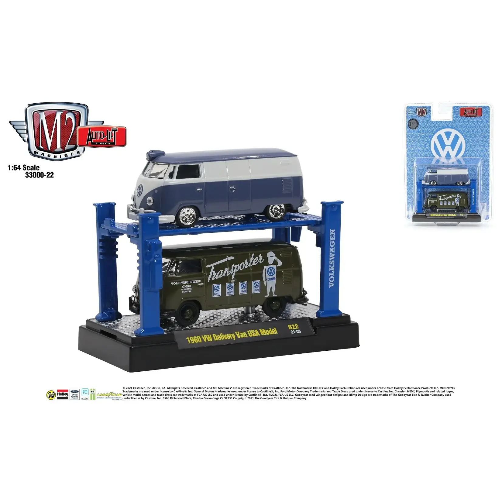 M2 Machines 33000-R22 M2 Machines Auto-Lifts 1960 VW Delivery Van U.S.A. Model  21-08