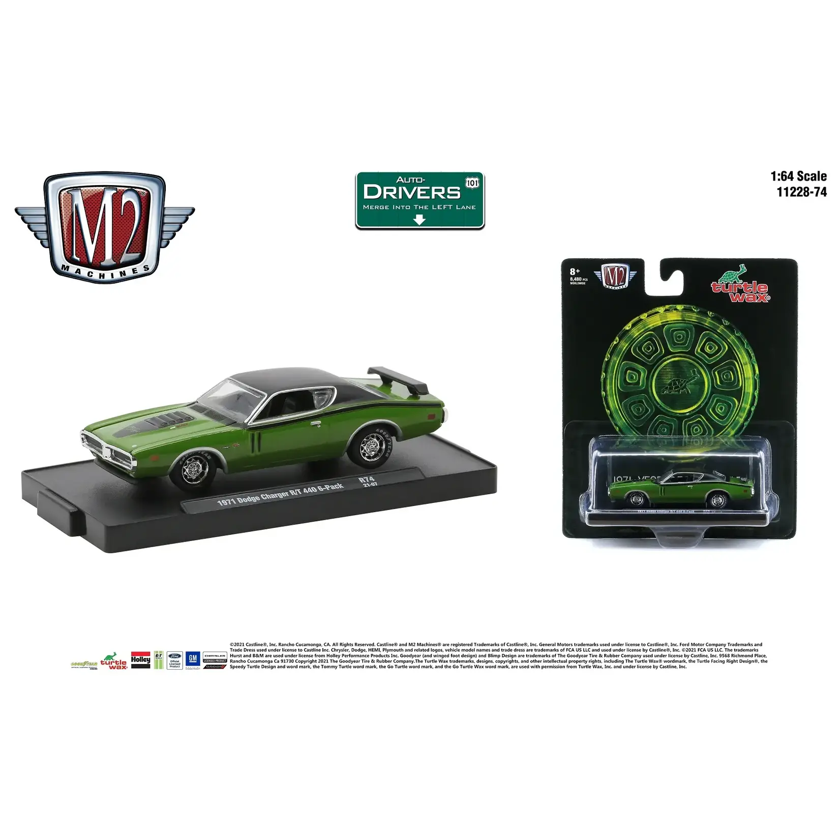 M2 Machines 11228-R74 M2 Machines 1971 Dodge Charger R/T 440 6-Pack 21-07