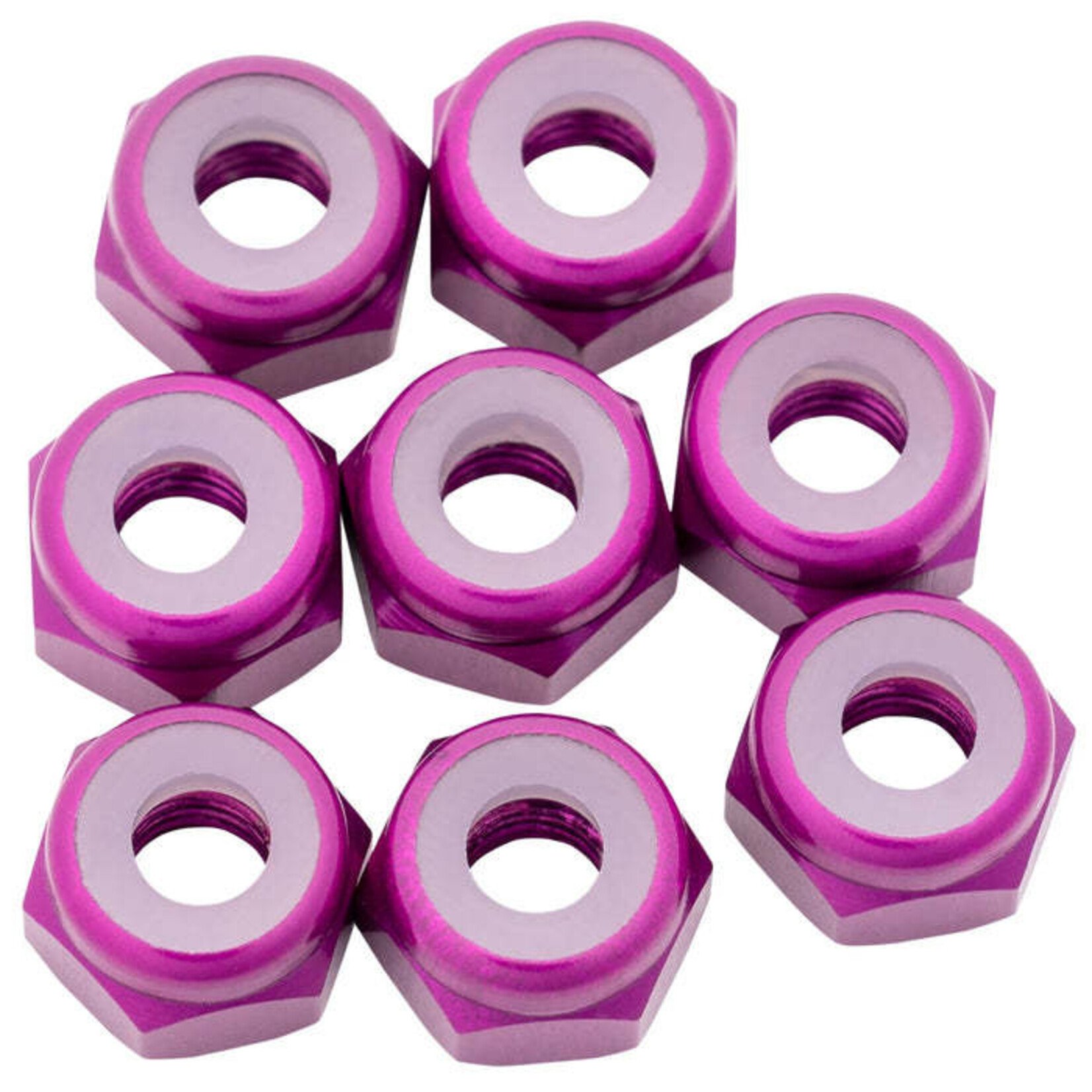 1UP 1UP870302 1up Racing 7075 Aluminum Locknuts - M3 - Purple (8pcs)