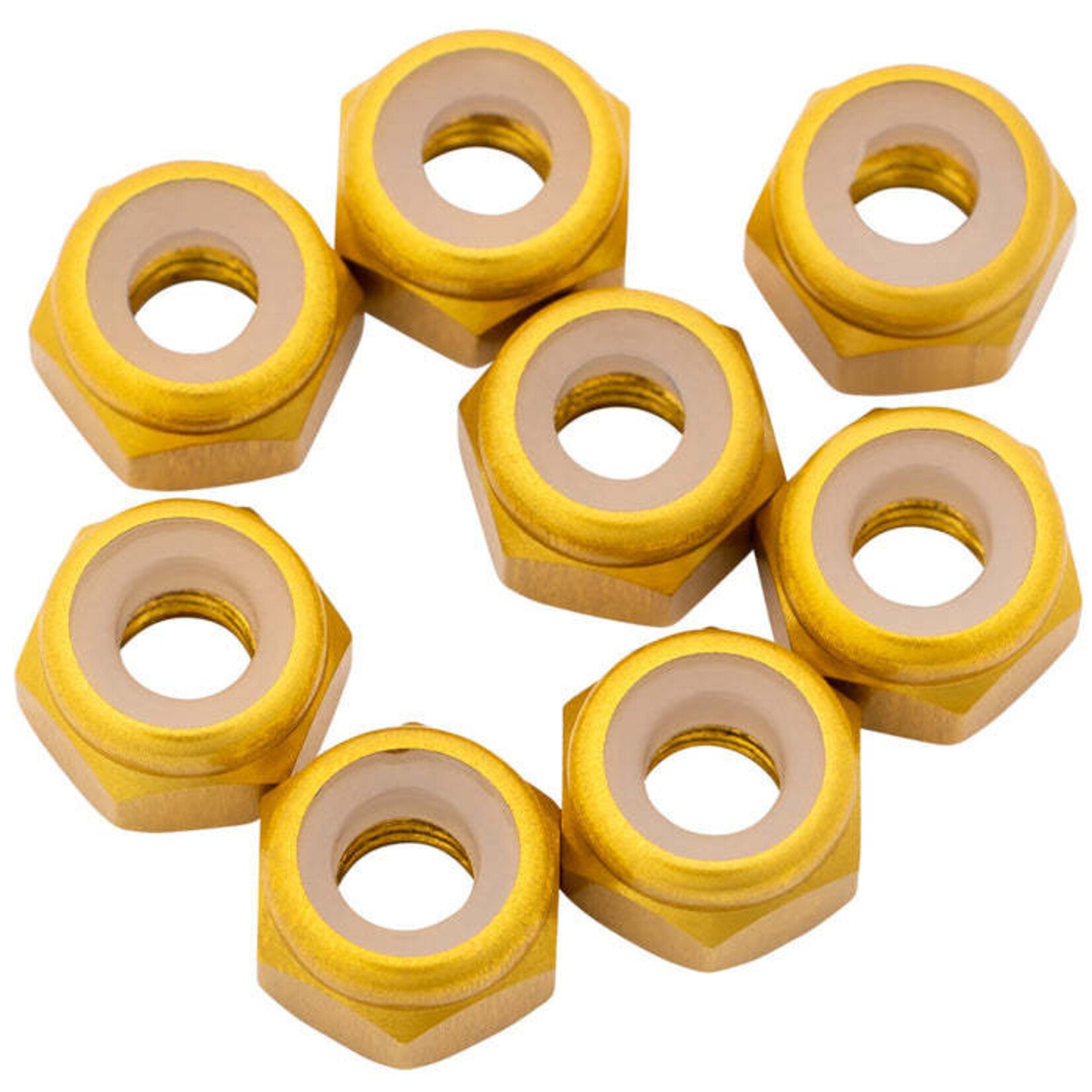 1UP 1UP870702 1up Racing 7075 Aluminum Locknuts - M3 - Gold (8pcs)