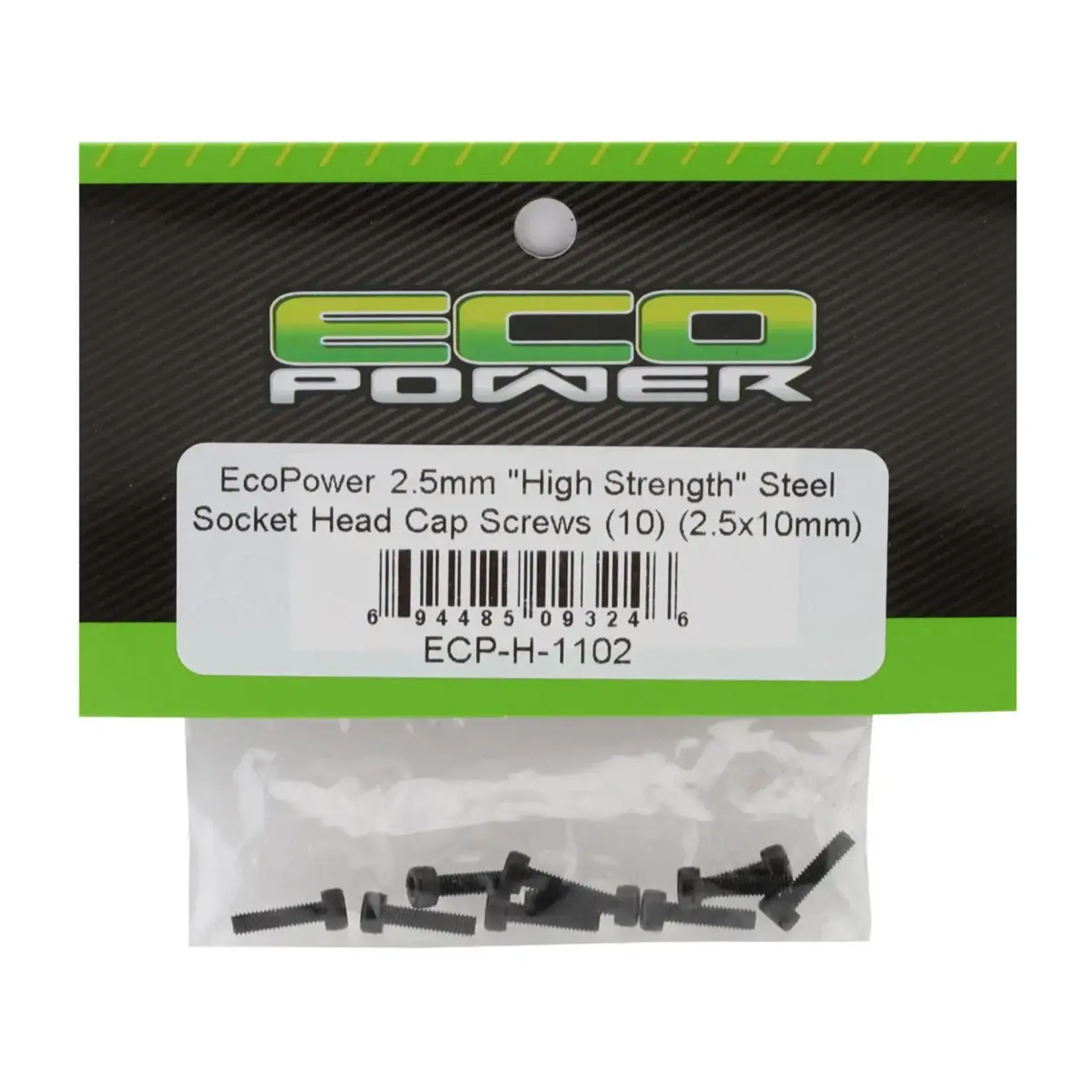 EcoPower ECP-H-1102 EcoPower 2.5mm "High Strength" Steel Socket Head Cap Screws (10) (2.5x10mm)