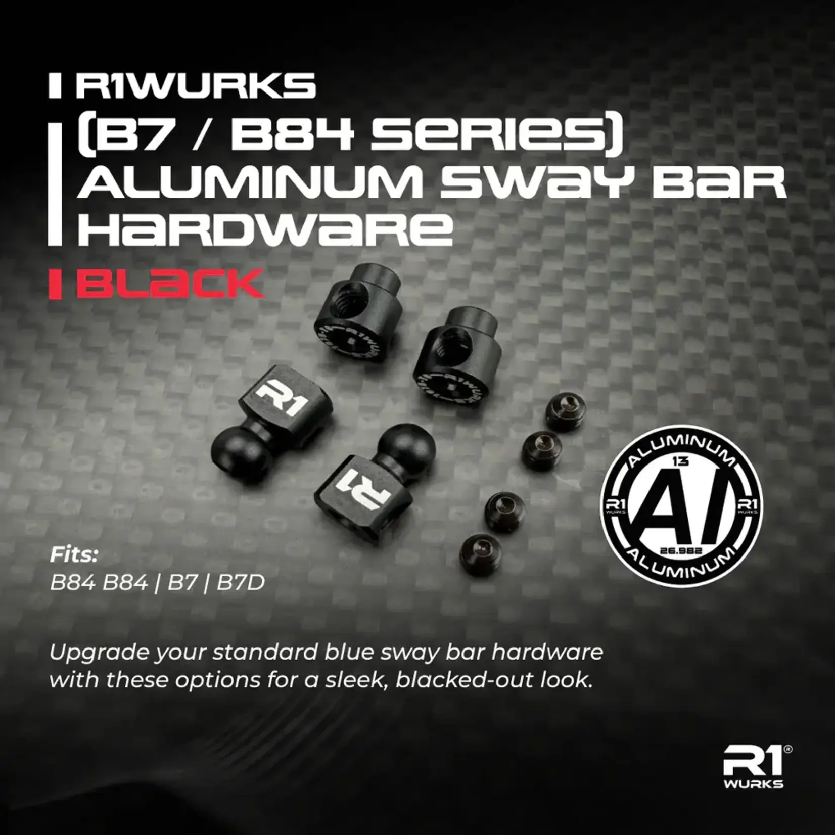 R1 R1900150 R1WURKS (B7 / B84 Series) Aluminum Sway Bar Hardware Set, Black