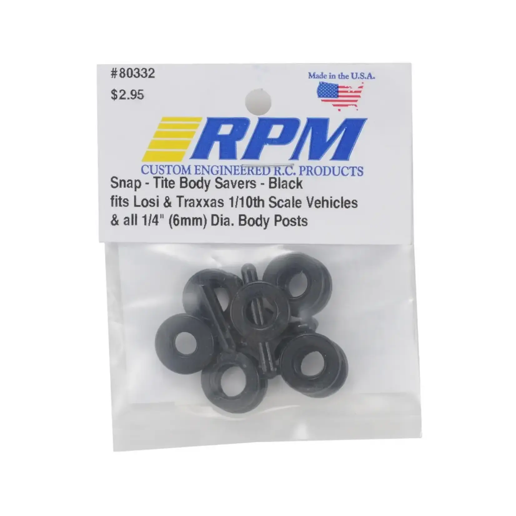RPM RPM80332 RPM 1/4" Snap-Tite Body Savers for Traxxas Nitro Slash (Black) (5)