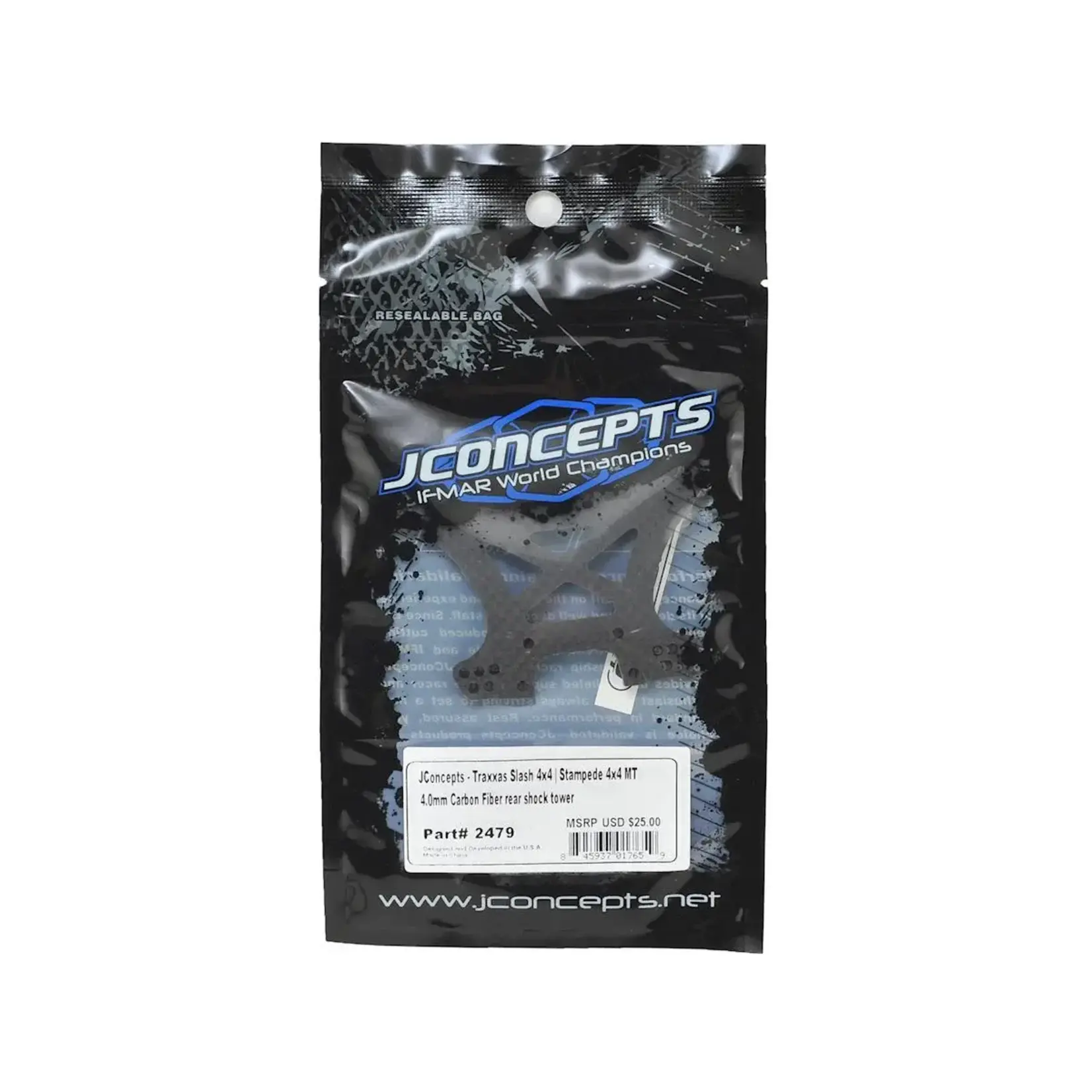 JConcepts JCO2479 JConcepts MT 4.0mm Carbon Fiber Rear Shock Tower for Traxxas 4x4 Slash/Stampede