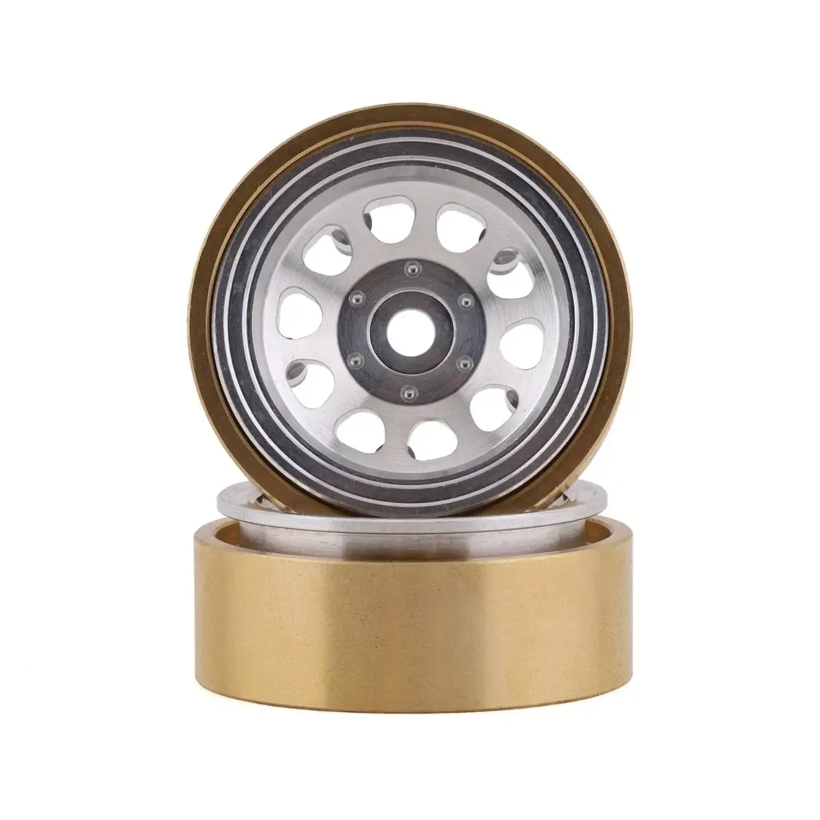 SSD SSD00464 SSD 1.0" Aluminum / Brass D Hole Beadlock Wheels (Silver) (2) SCX24
