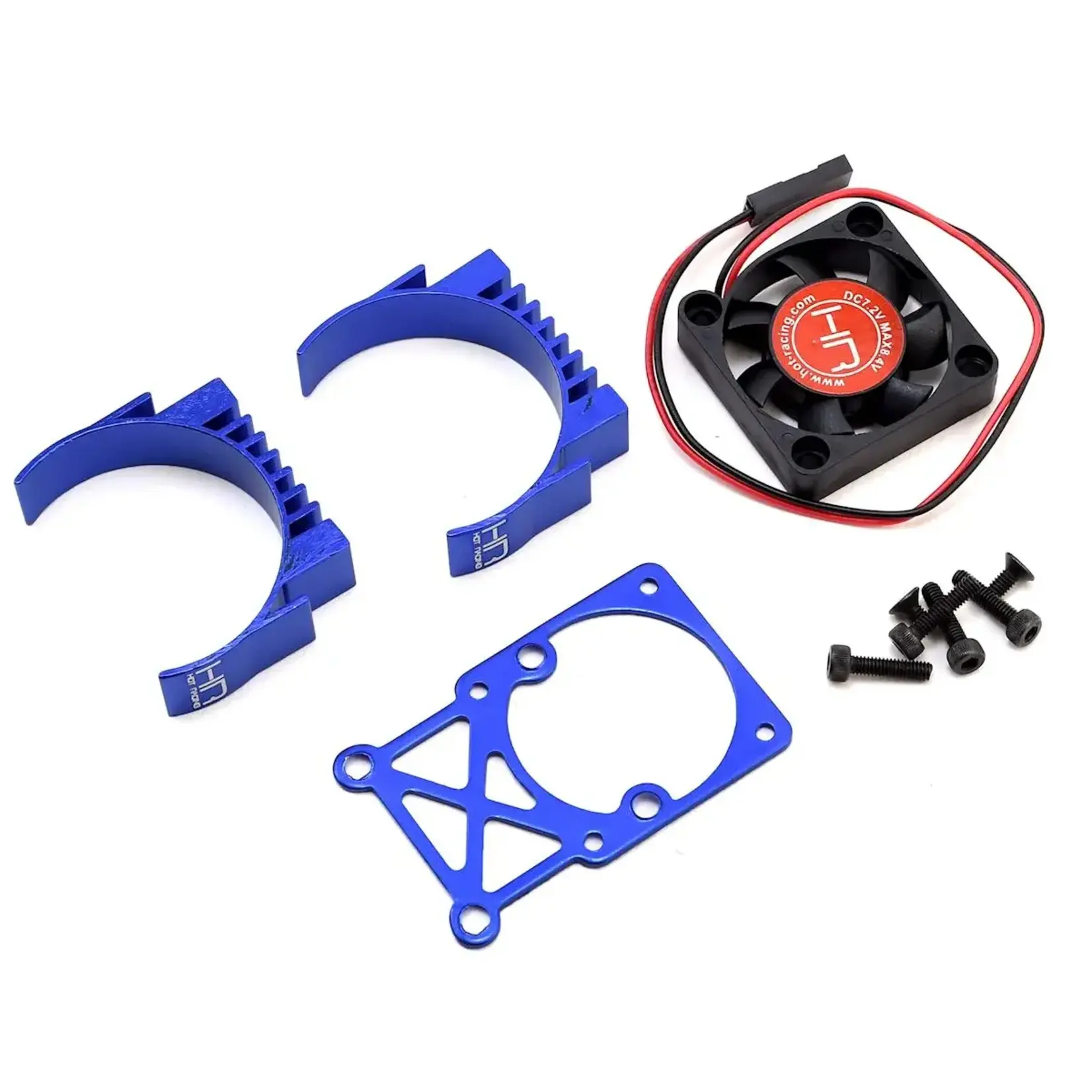 Hot Racing HRAMH550TE06 Hot Racing Clip-On Two-Piece Motor Heat Sink w/Fan (Blue)