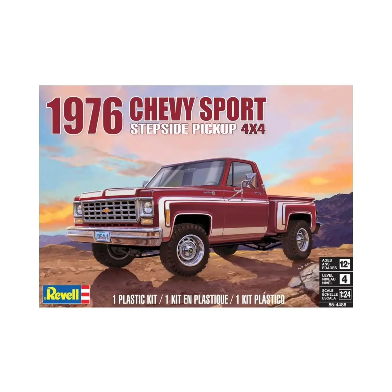 Revell RMX854486 Revell 76' Chevy Sport Stepside Pickup 4x4 1/24 Model Kit