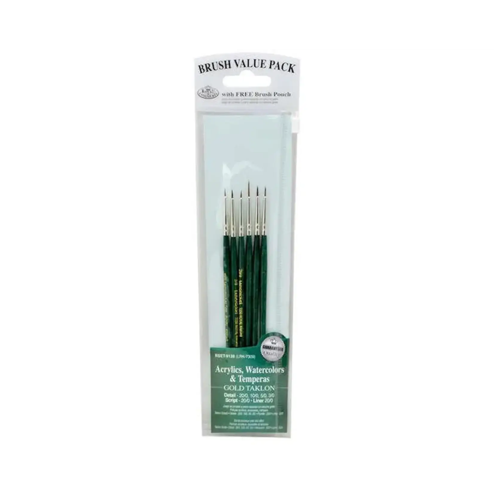 RBMRSET9139 Royal Brush Manufacturing Value Brush Set Gold Taklon 6pc Detail