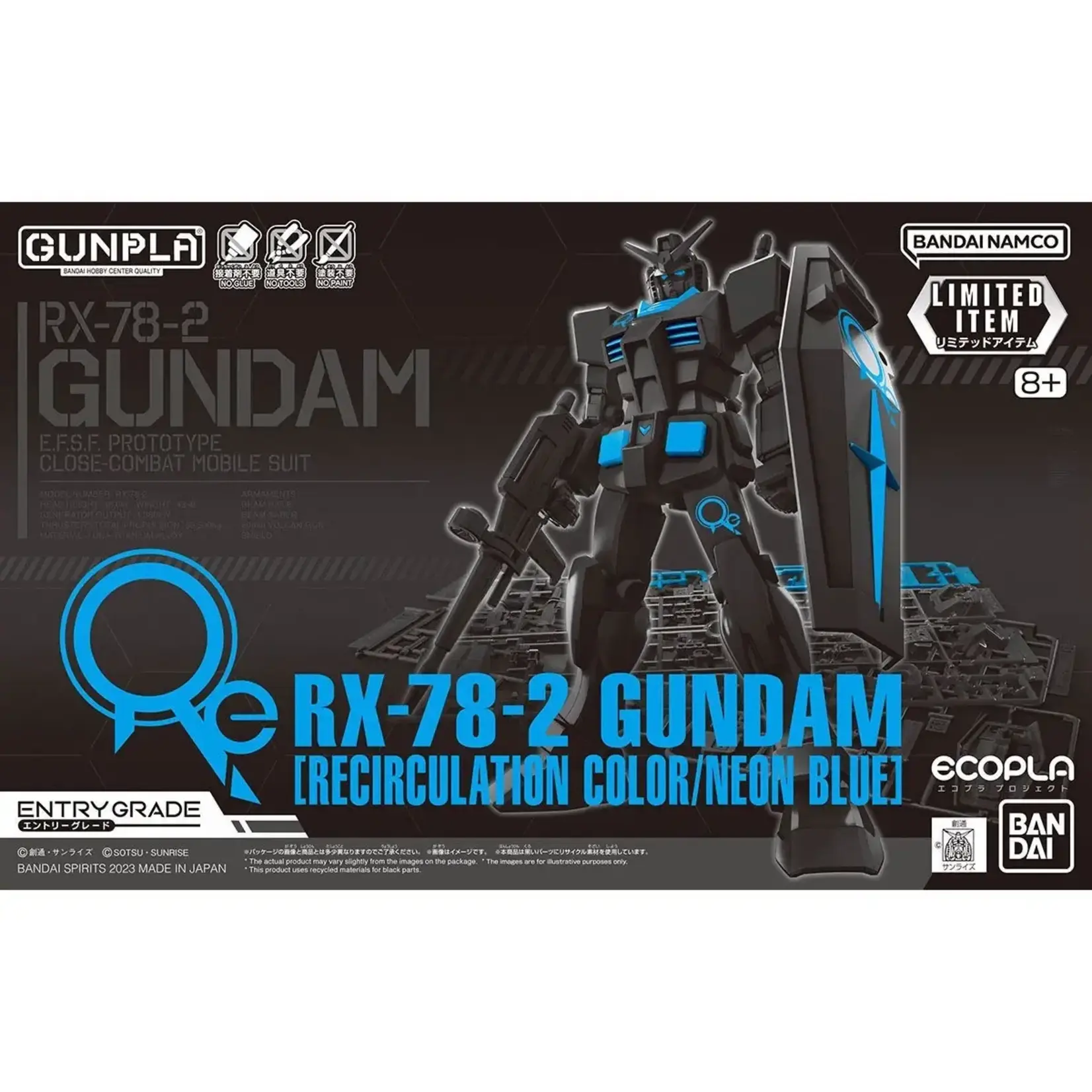Bandai BANF2697222 Premium Bandai Entry Grade 1/144 RX-78-2 Gundam [Recirculation Color/Neon Blue]