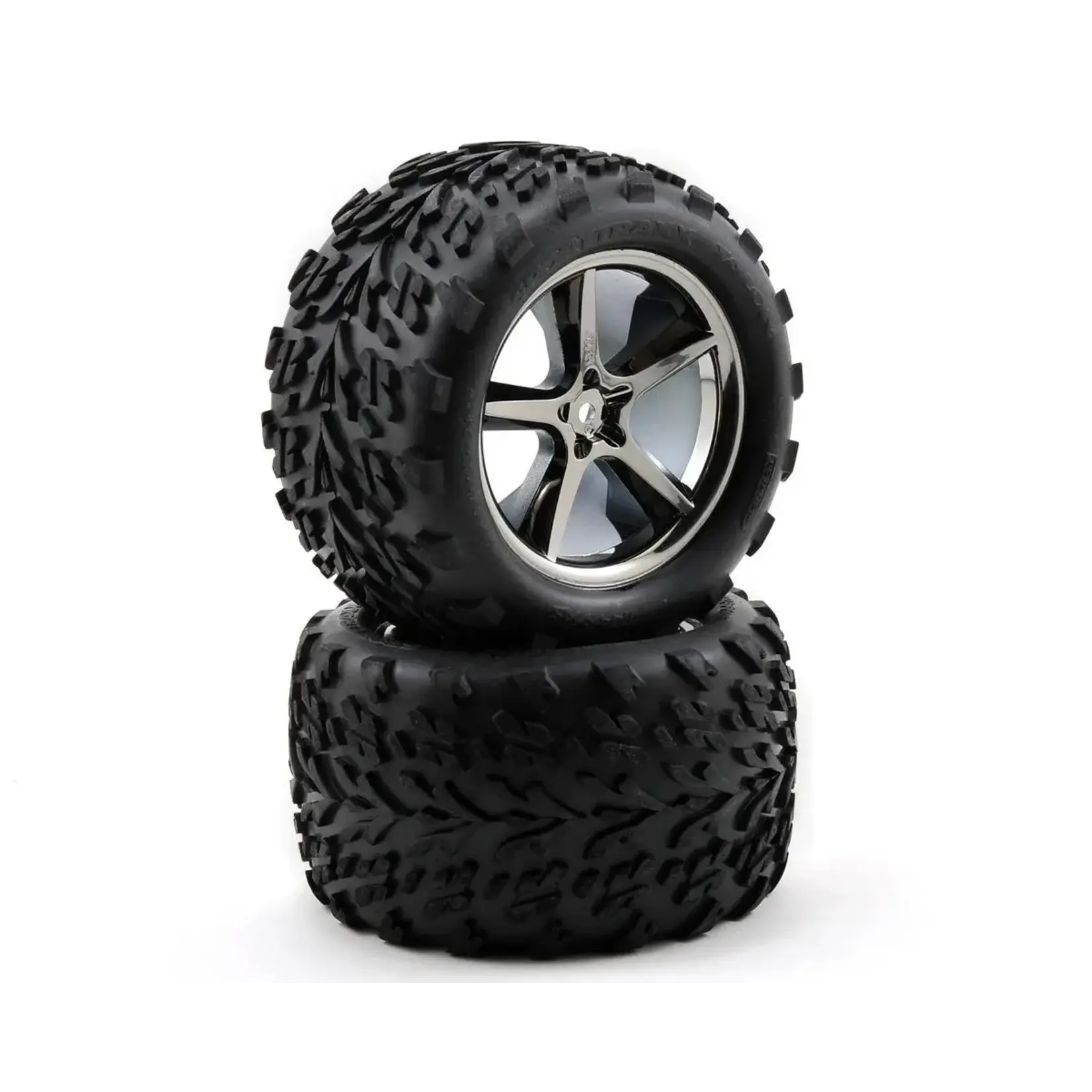Traxxas TRA5374A Traxxas Pre-Mounted Talon Tires w/ 3.8" Gemini Wheels (2) (Black Chrome) (Summit V1 w/14mm Hex)