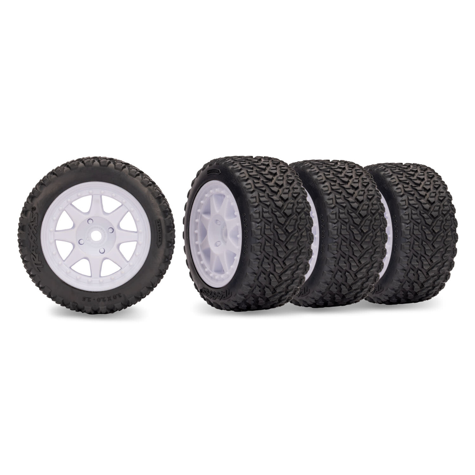 Traxxas TRA10874 Traxxas Mini Rally White Mini Rally Wheels with Rally Tires (4)
