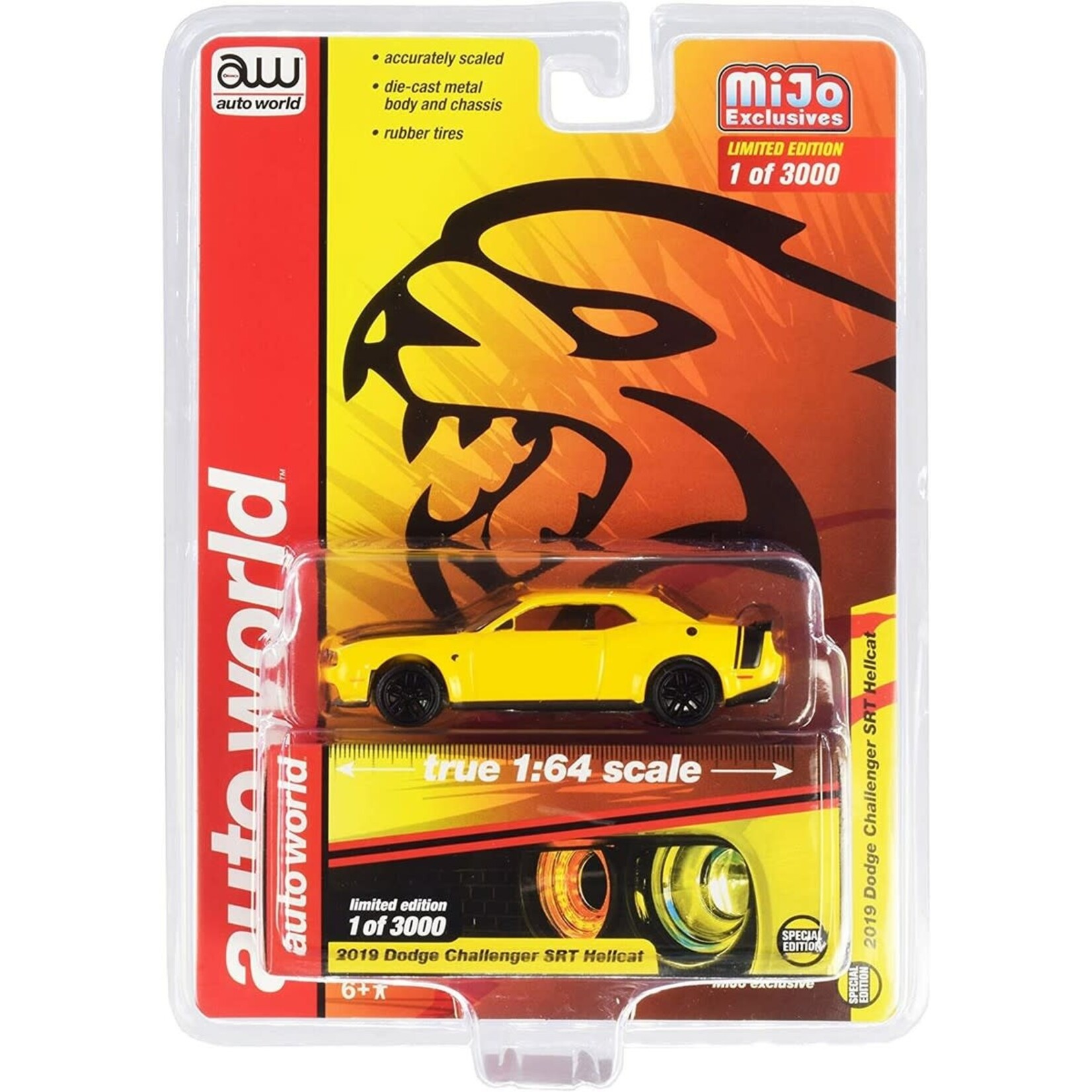 Auto World CP7722 Auto World 2019 Dodge Challenger SRT Hellcat MIJO Exclusive Yellow