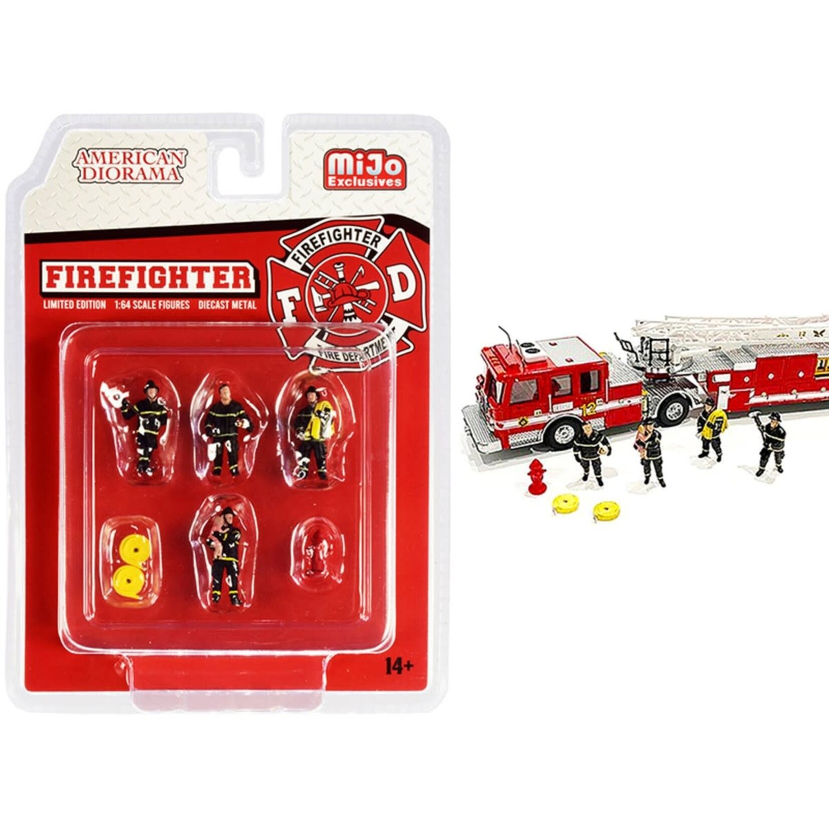 American Diorama AD-76468MJ American Diorama "Firefighter 4 " 1:64 Figure Set - MiJo Exclusive