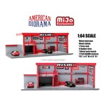 American Diorama AD-76530 American Diorama 1:64 MiJo Exclusives Garage Diorama with Advan Yokohama Stickers