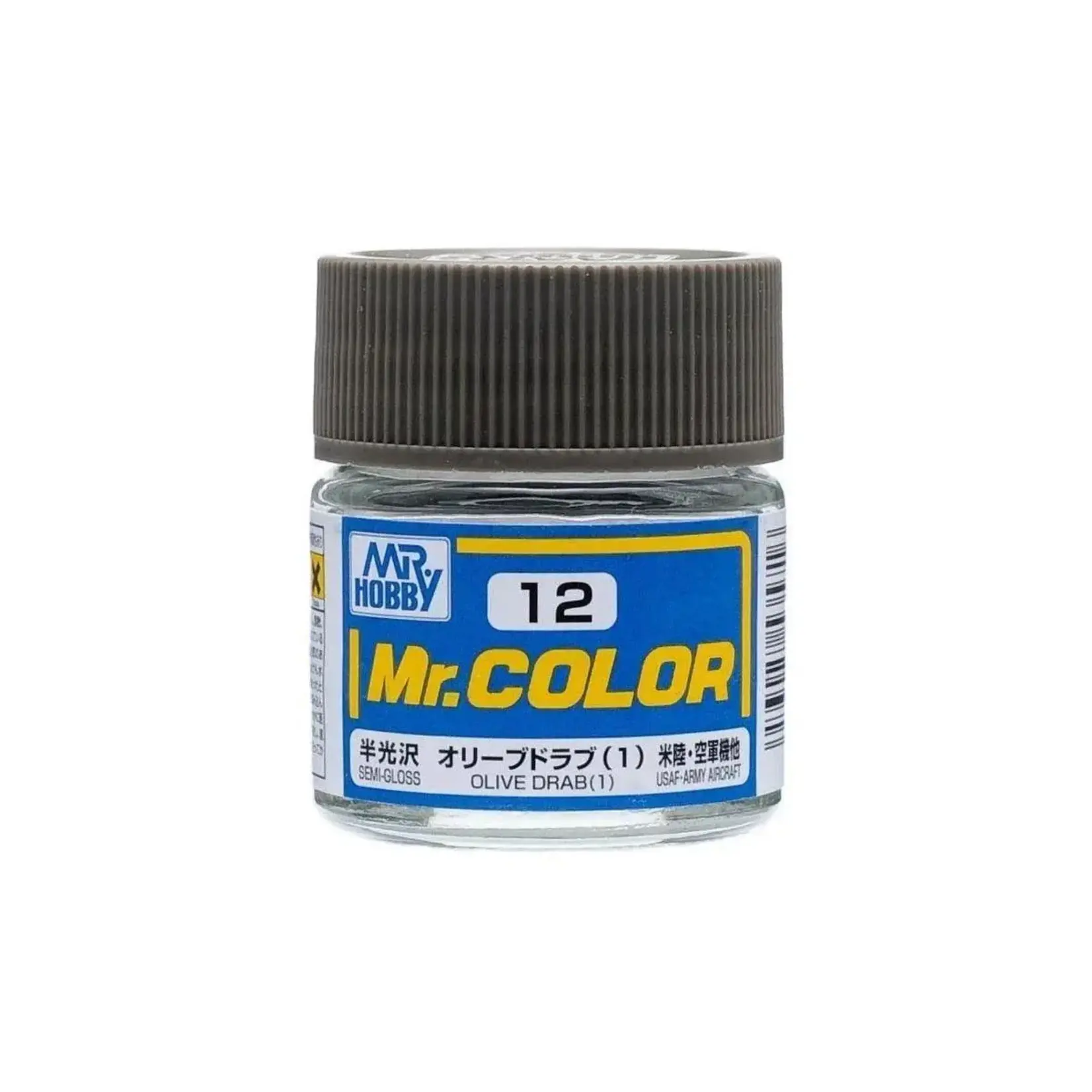 GUZC012 GSI Creos Mr. Hobby C12 Semi-Gloss Olive Drab Acrylic Hobby Paint (10ml)