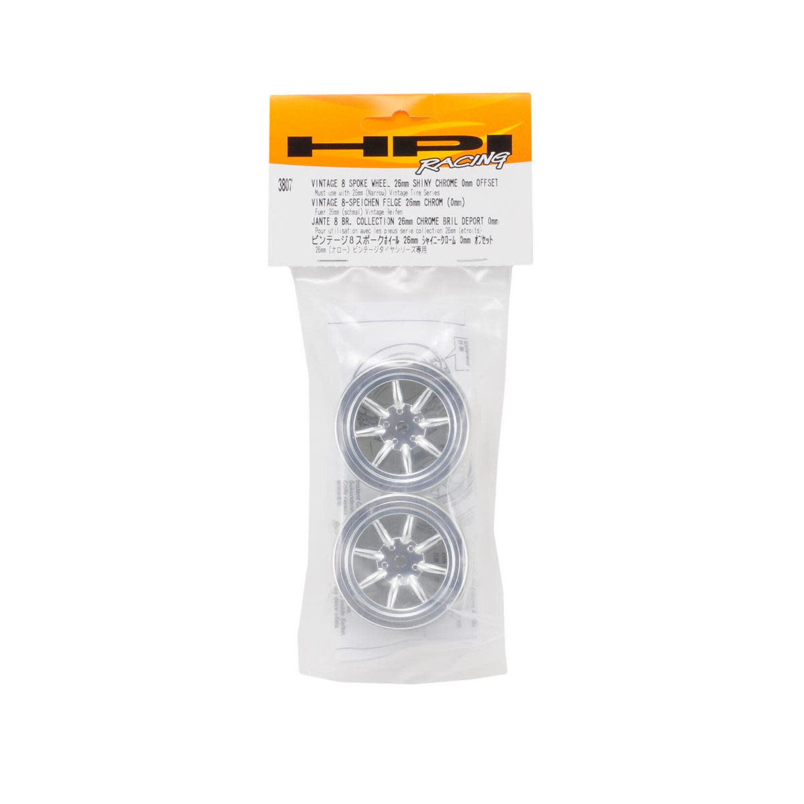 HPI HPI3807 HPI 12mm Hex 26mm Vintage 8 Spoke Wheel (2) (Chrome)