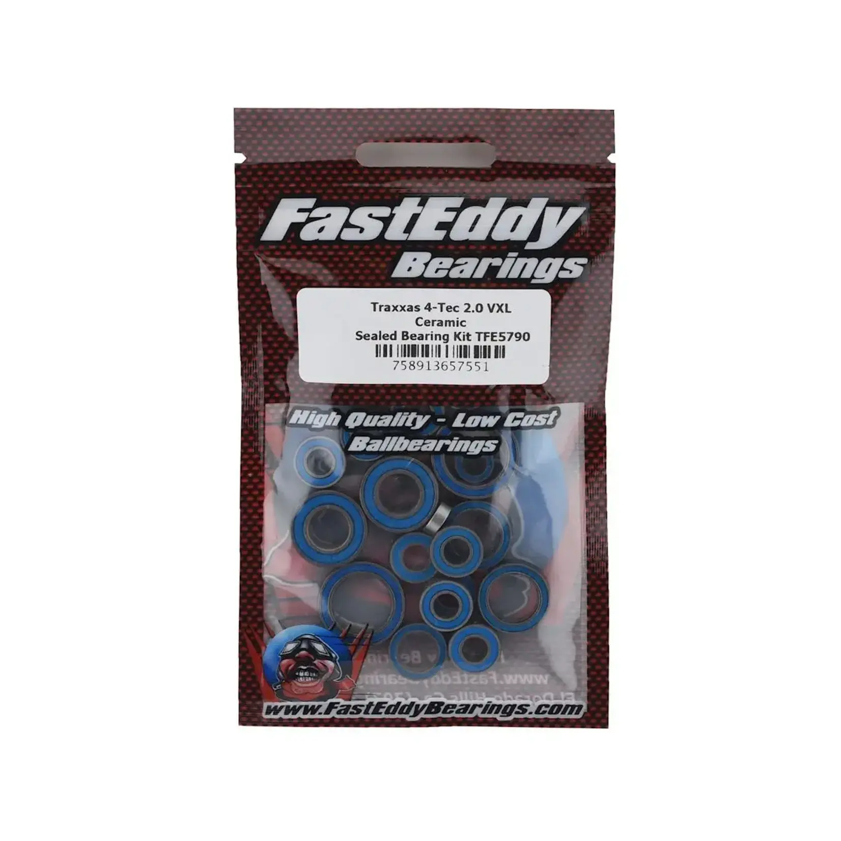 Fast Eddy TFE5790 FastEddy Ceramic Rubber Sealed Bearing Kit for Traxxas 4-Tec 2.0 VXL