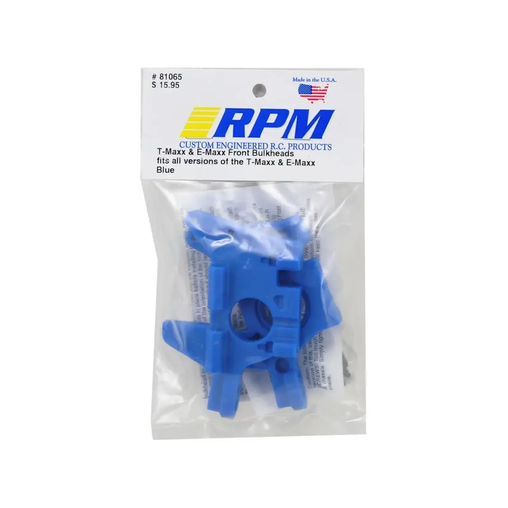 RPM RPM81065 RPM Front Bulkhead Set for Traxxas T-Maxx/E-Maxx (Blue)