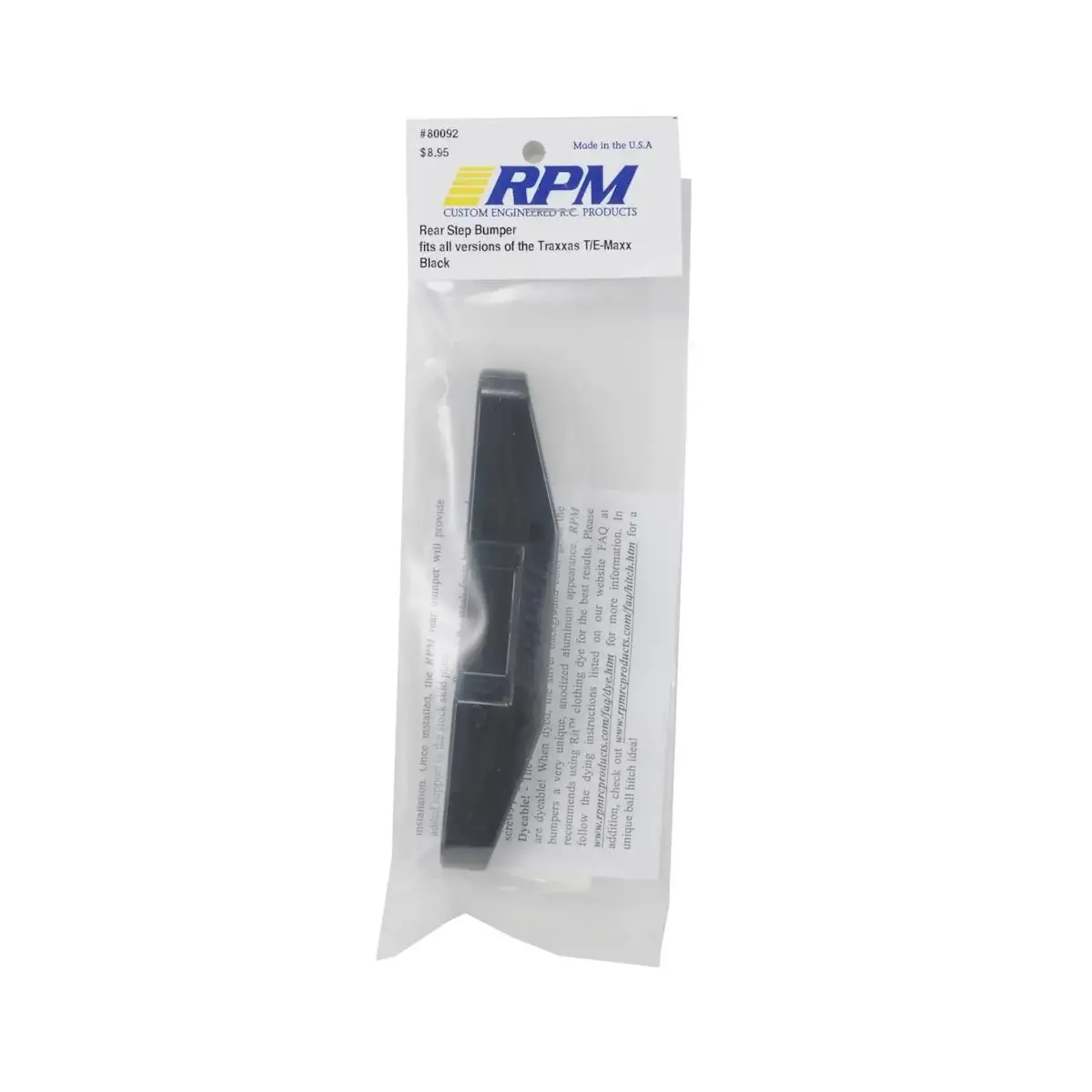 RPM RPM80092 RPM Traxxas T-Maxx E-Maxx Rear Step Bumper (Black)