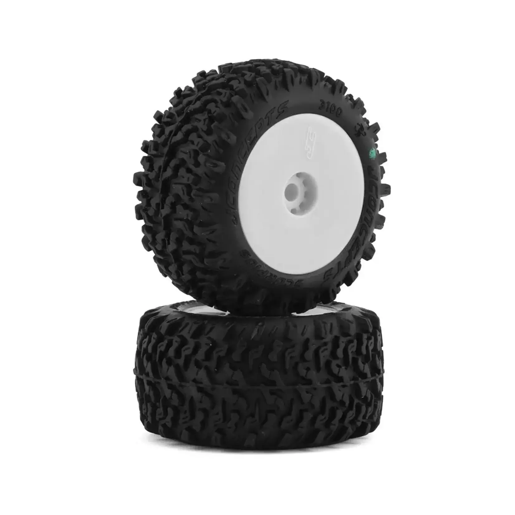 JConcepts JCO3100-1221 JConcepts Mini-B/Mini-T Scorpios Pre-Mounted Rear Tires (White) (2) (Green)